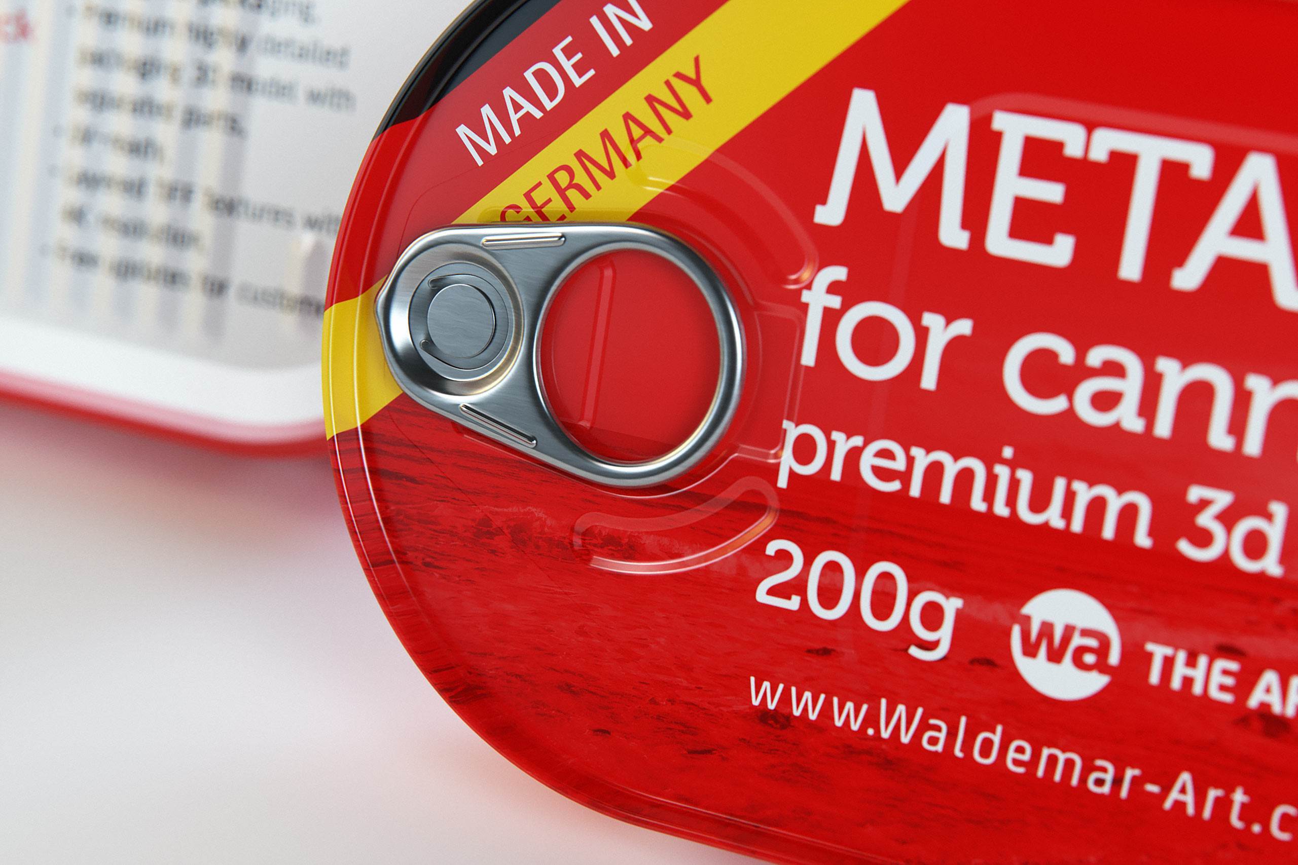 Metal Can 200g for canned fish food packaging 3D model pack with pull tab