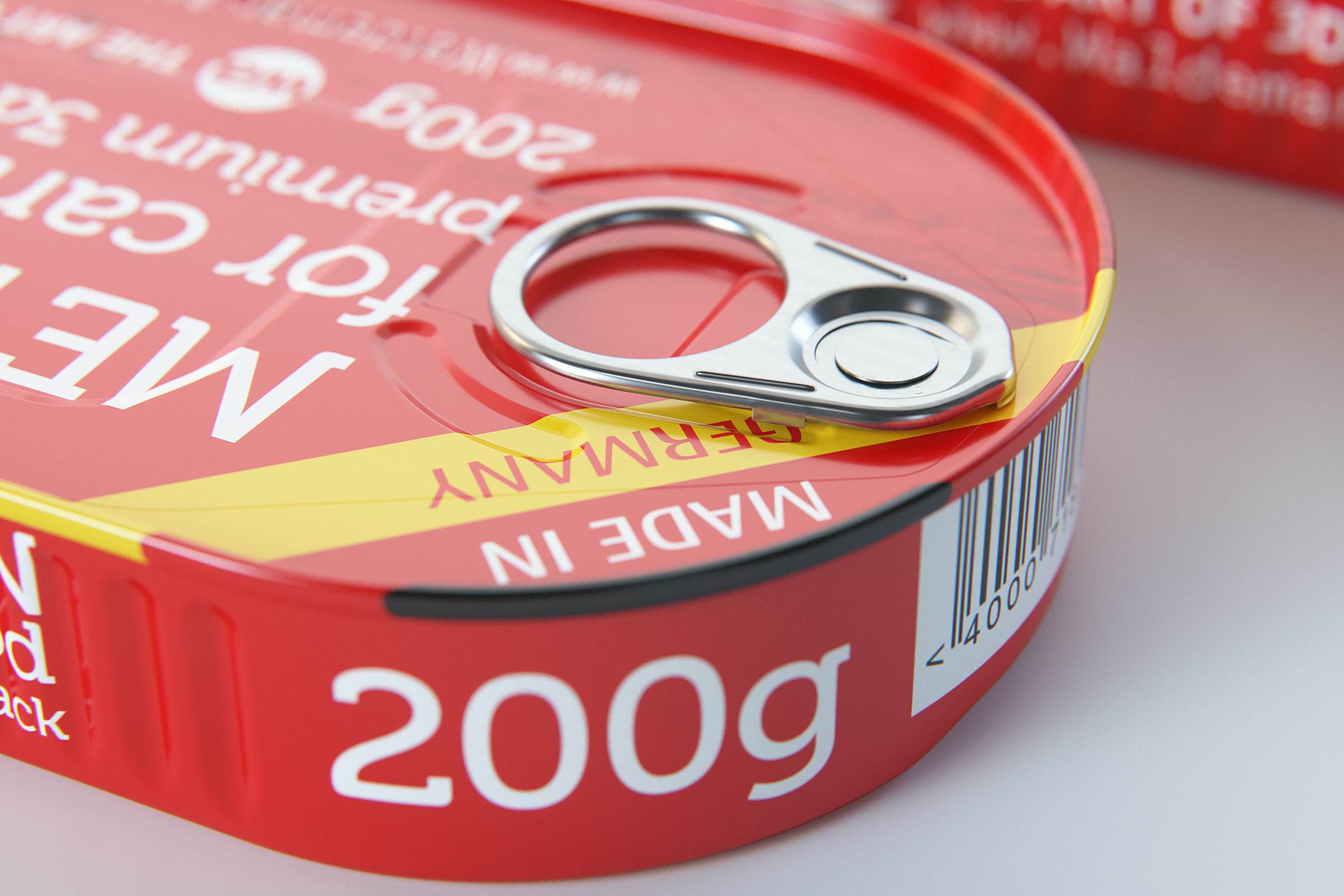 Metal Can 200g for canned fish food packaging 3D model pack with pull tab