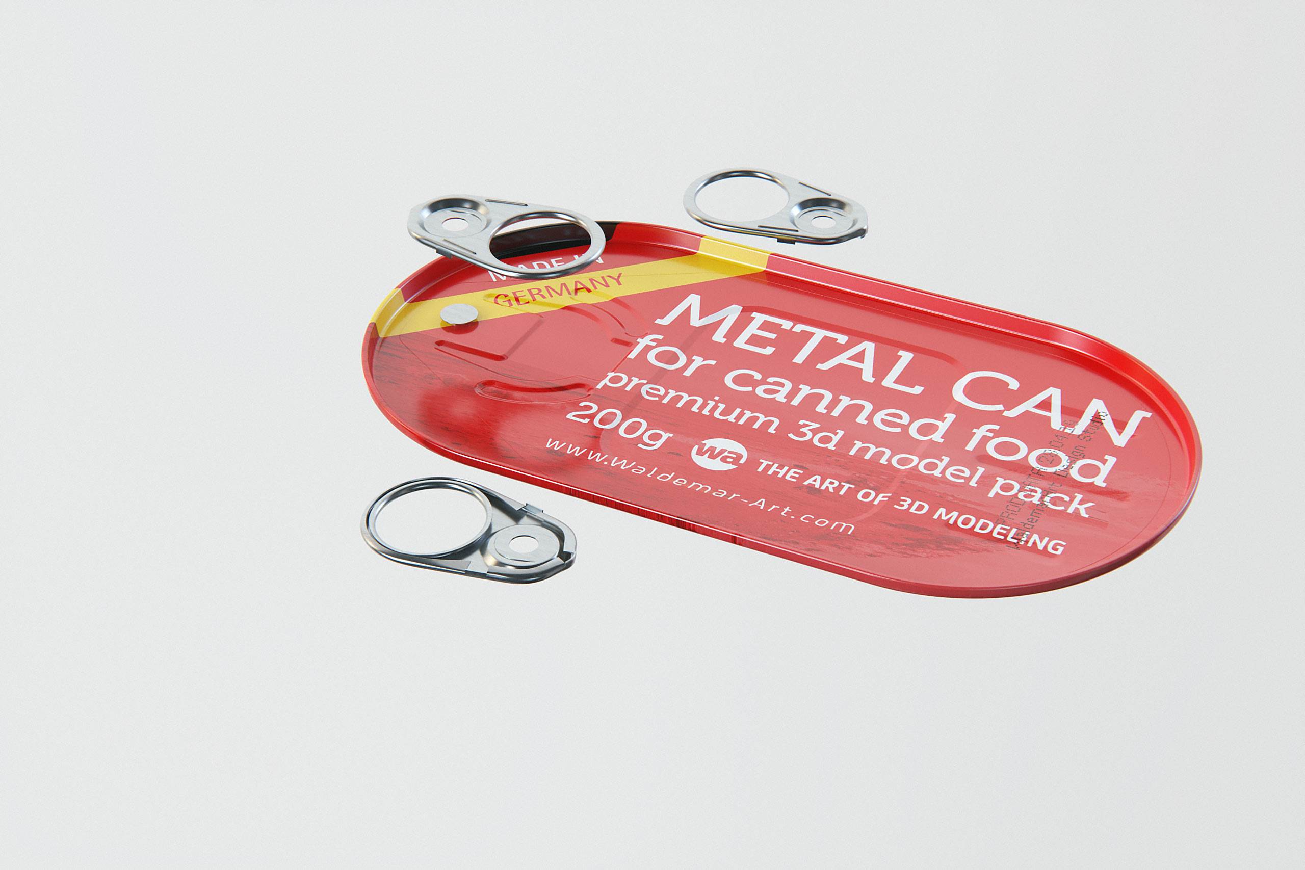 Metal Can 200g for canned fish food packaging 3D model pack with pull tab