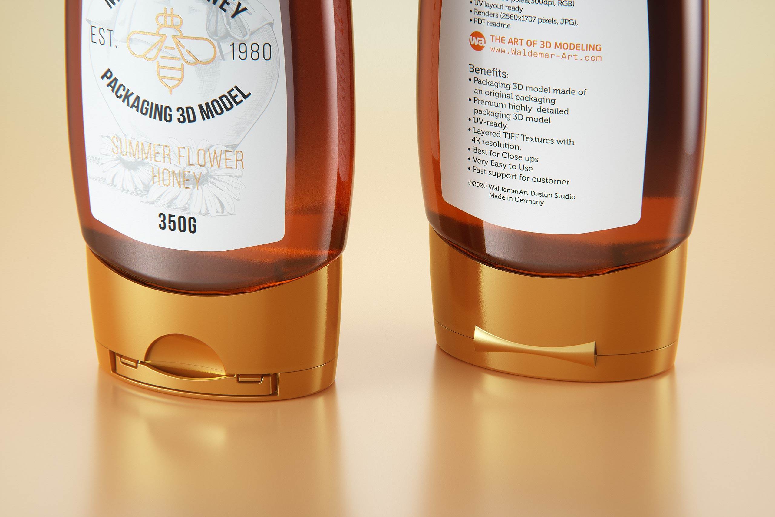 Flower Honey Plastic Pack 350g Packaging 3D model