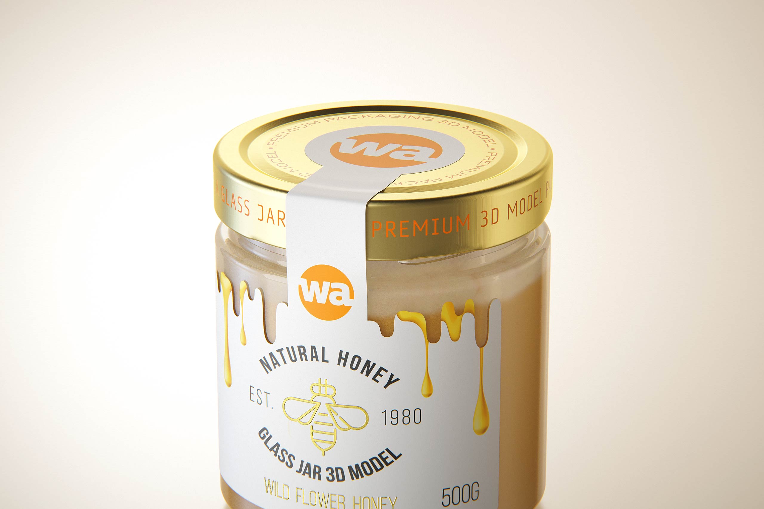 Wild Flower Honey Glass Jar 500g packaging 3d model