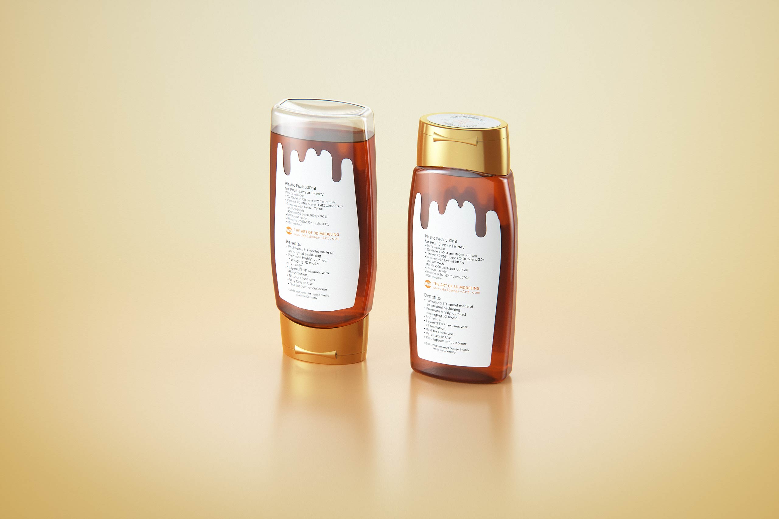 Flower Honey Plastic Pack 500g Packaging 3D model