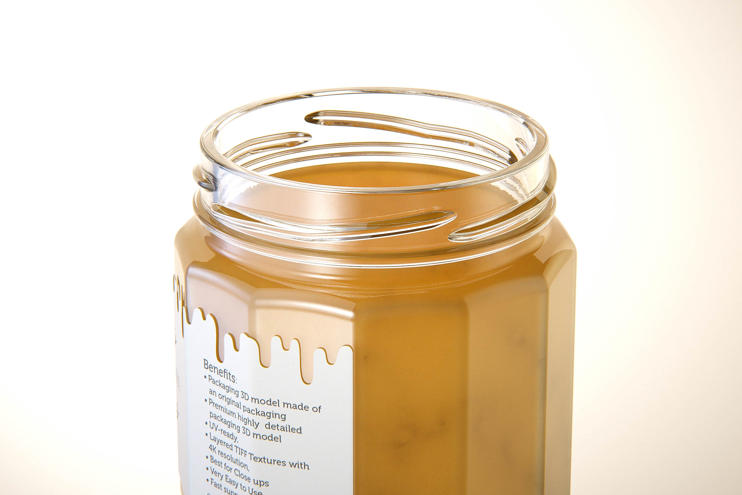 Flower Honey Edgy Glass Jar 120g packaging 3d model