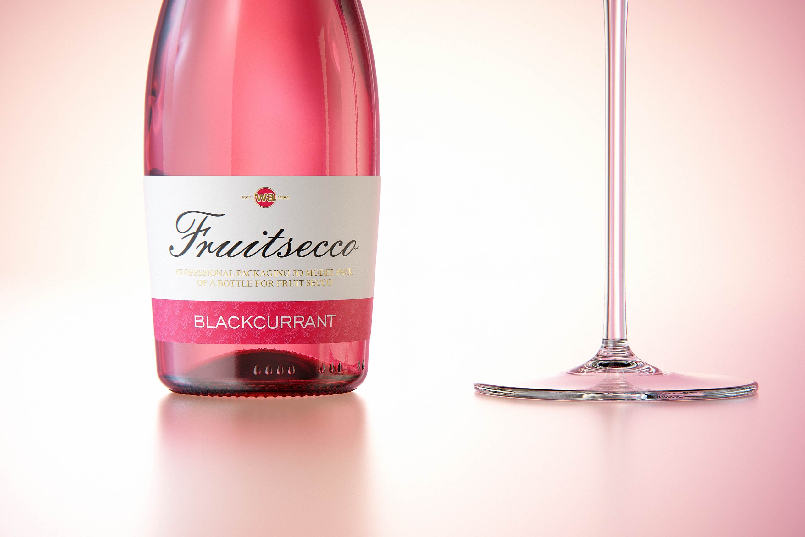 Fruit Secco glass bottle 200ml packaging 3d model with a Pull-off tab