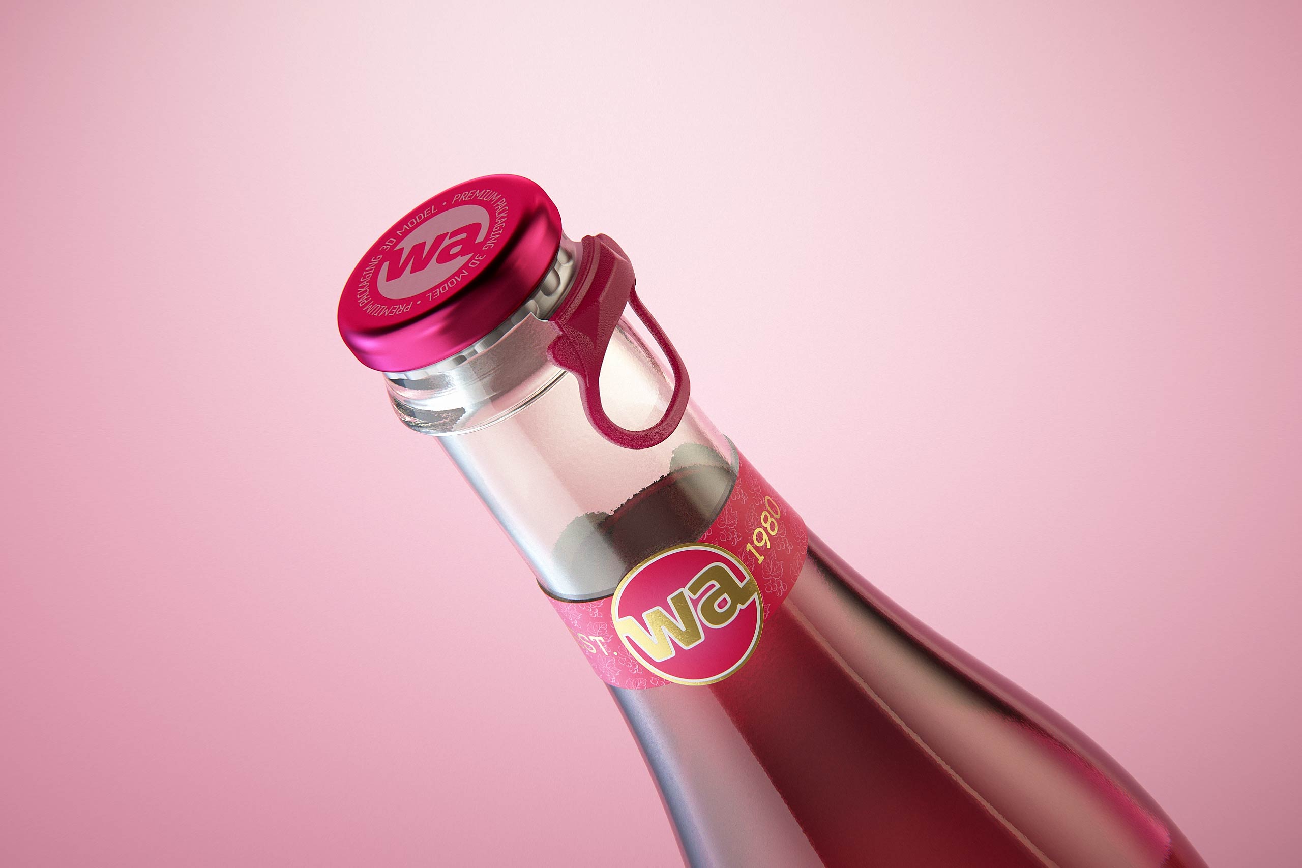 Fruit Secco glass bottle 200ml packaging 3d model with a Pull-off tab