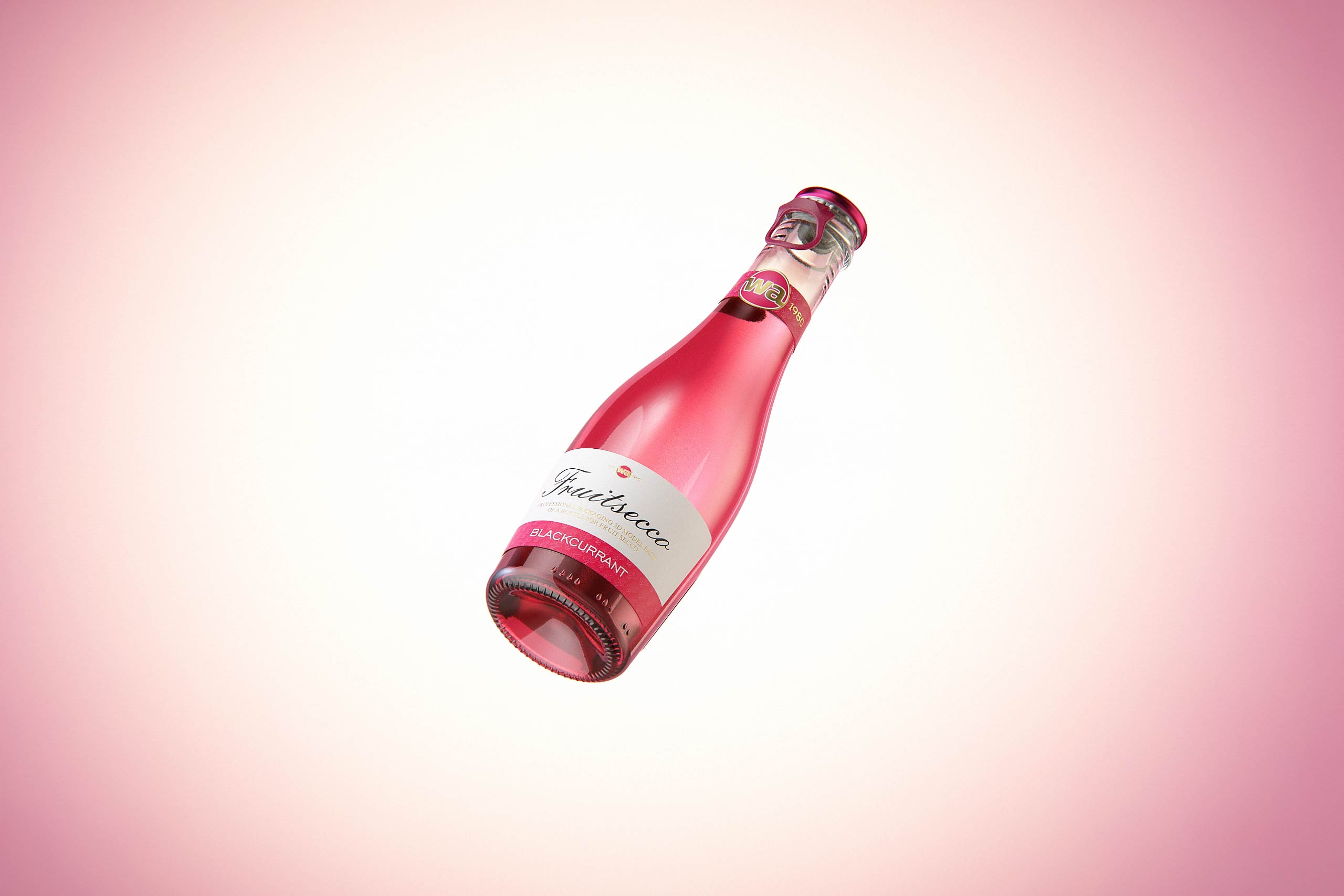 Fruit Secco glass bottle 200ml packaging 3d model with a Pull-off tab