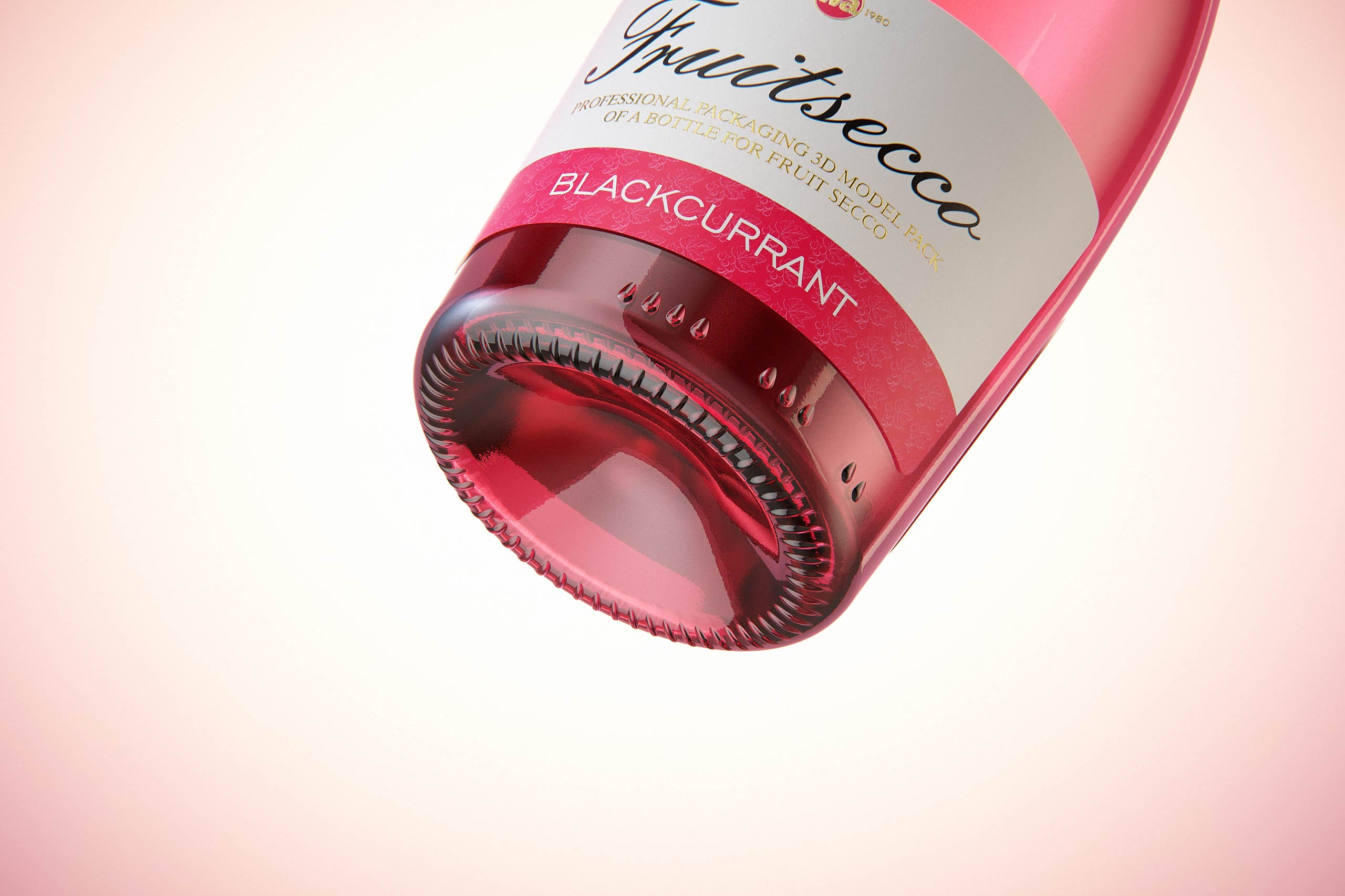 Fruit Secco glass bottle 200ml packaging 3d model with a Pull-off tab