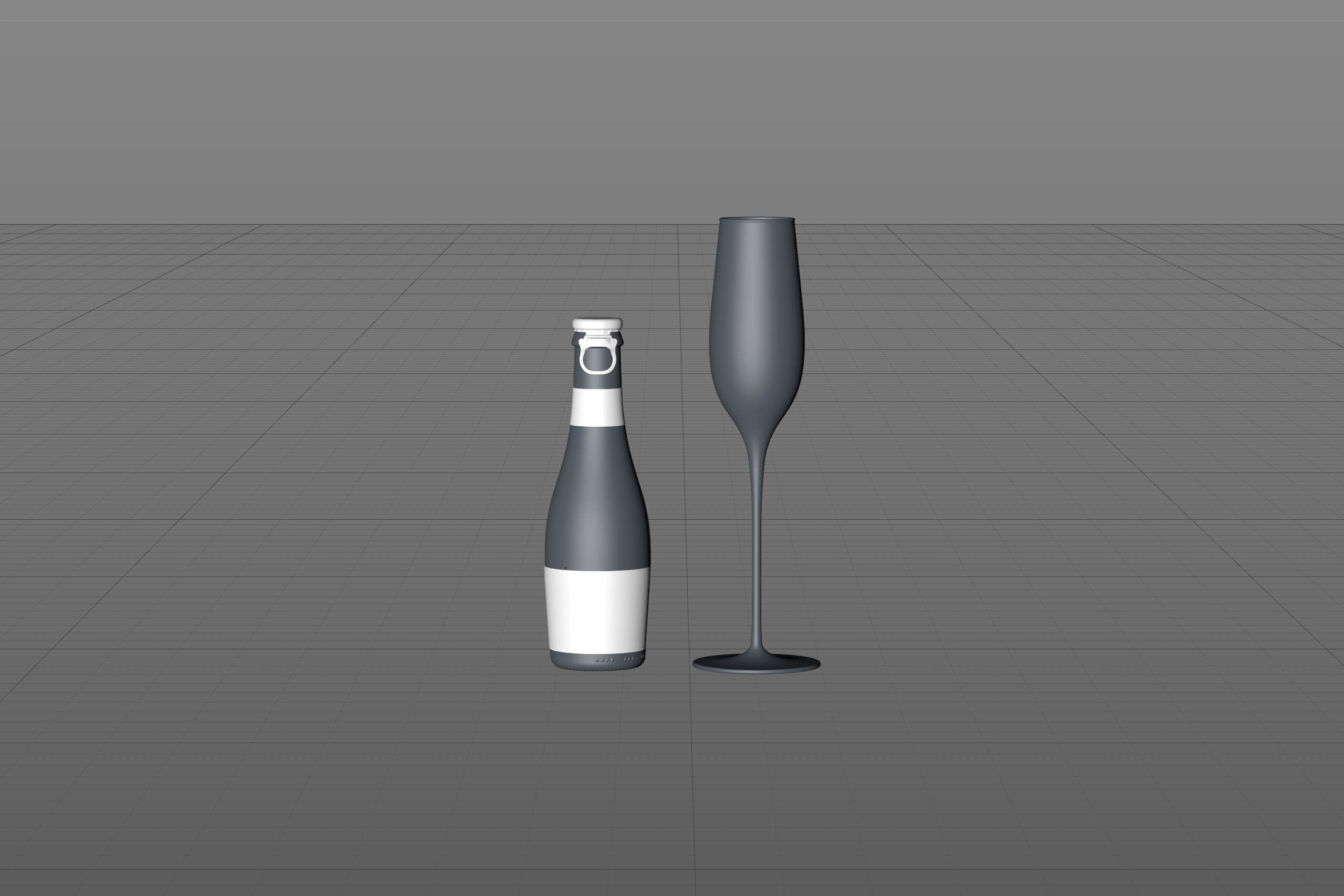 Fruit Secco glass bottle 200ml packaging 3d model with a Pull-off tab