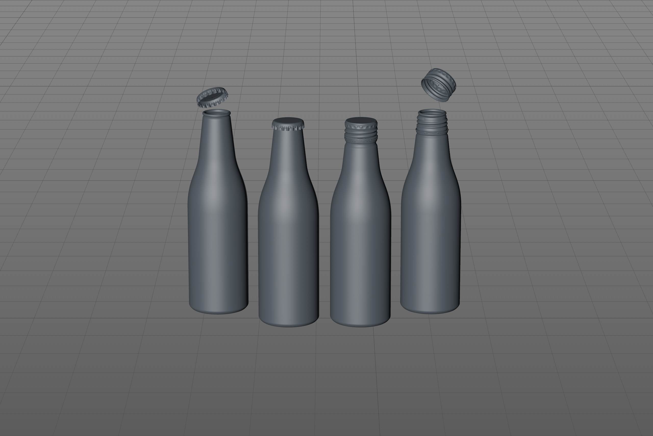 Ball/Rexam Fusion metal bottle 250ml premium 3d model with ROPP and Crown closures