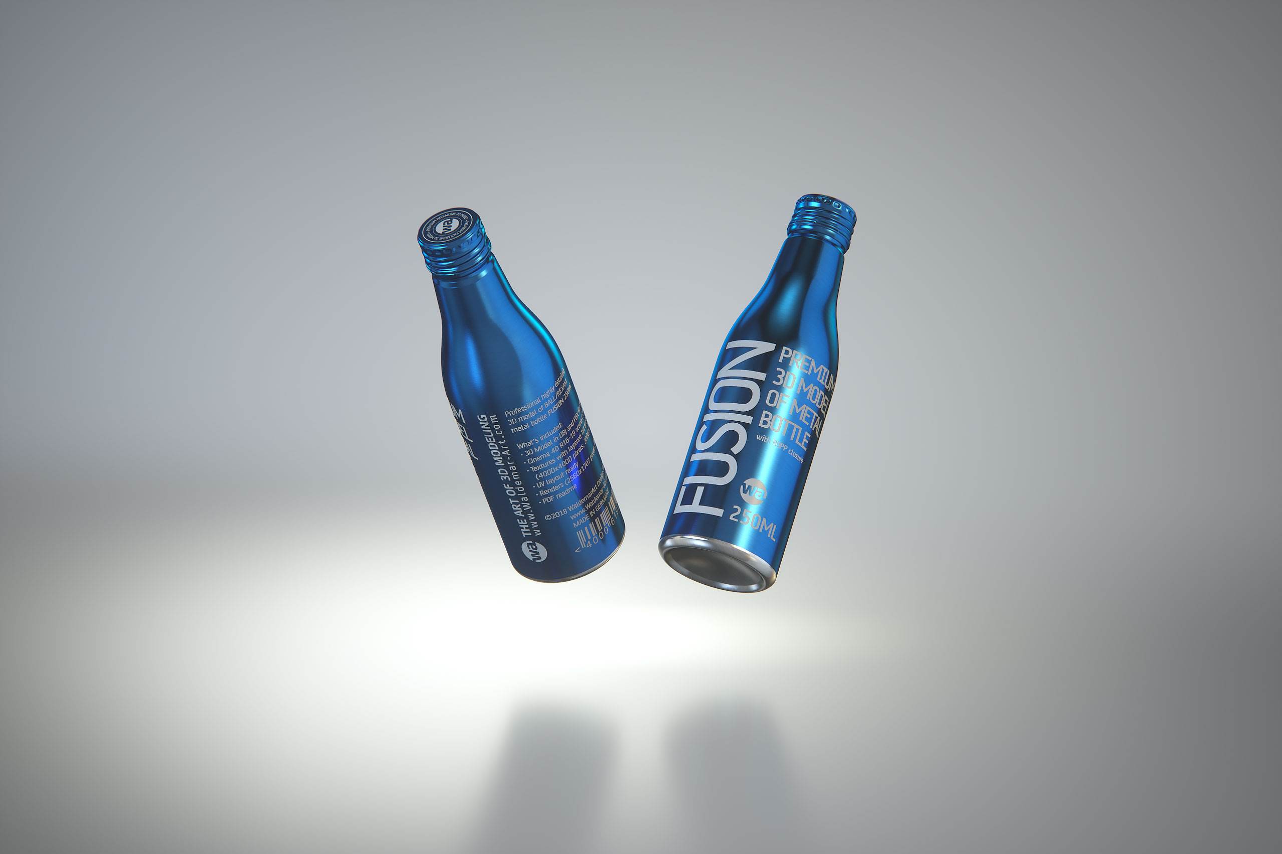 Ball/Rexam Fusion metal bottle 250ml premium 3d model with ROPP and Crown closures