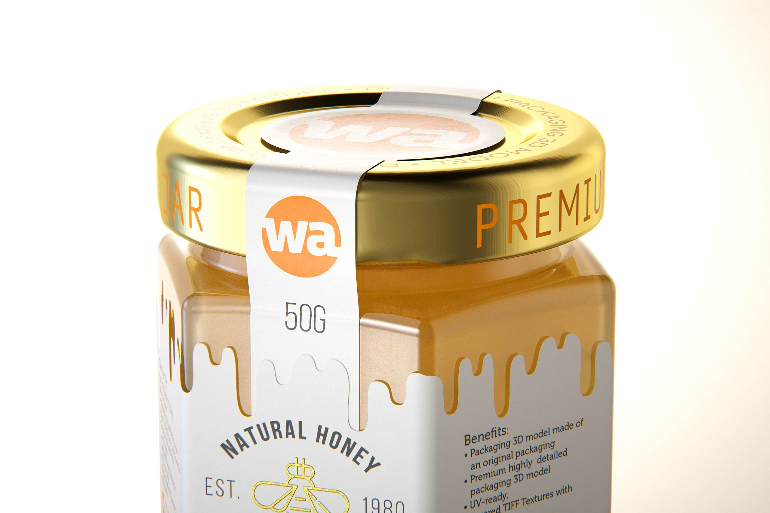 German Honey Glass Jar 50g packaging 3d model
