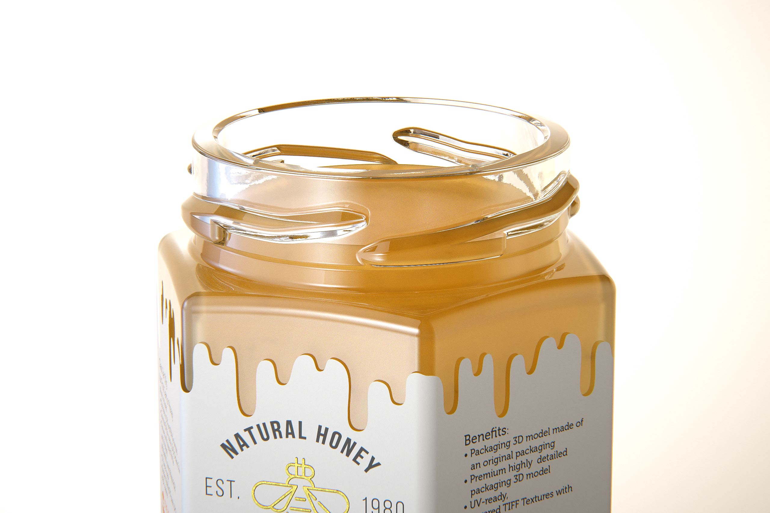 German Honey Glass Jar 50g packaging 3d model