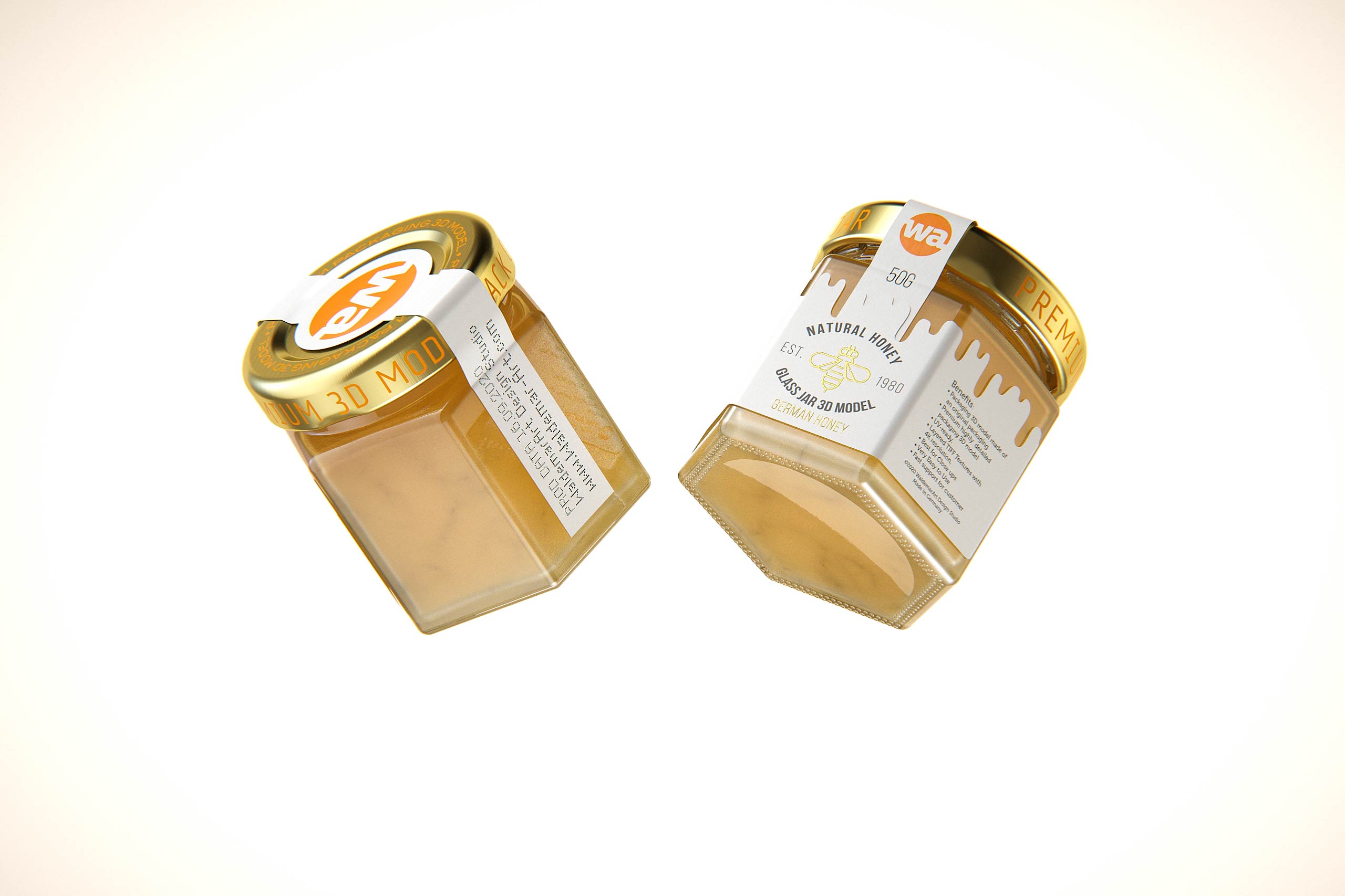 German Honey Glass Jar 50g packaging 3d model