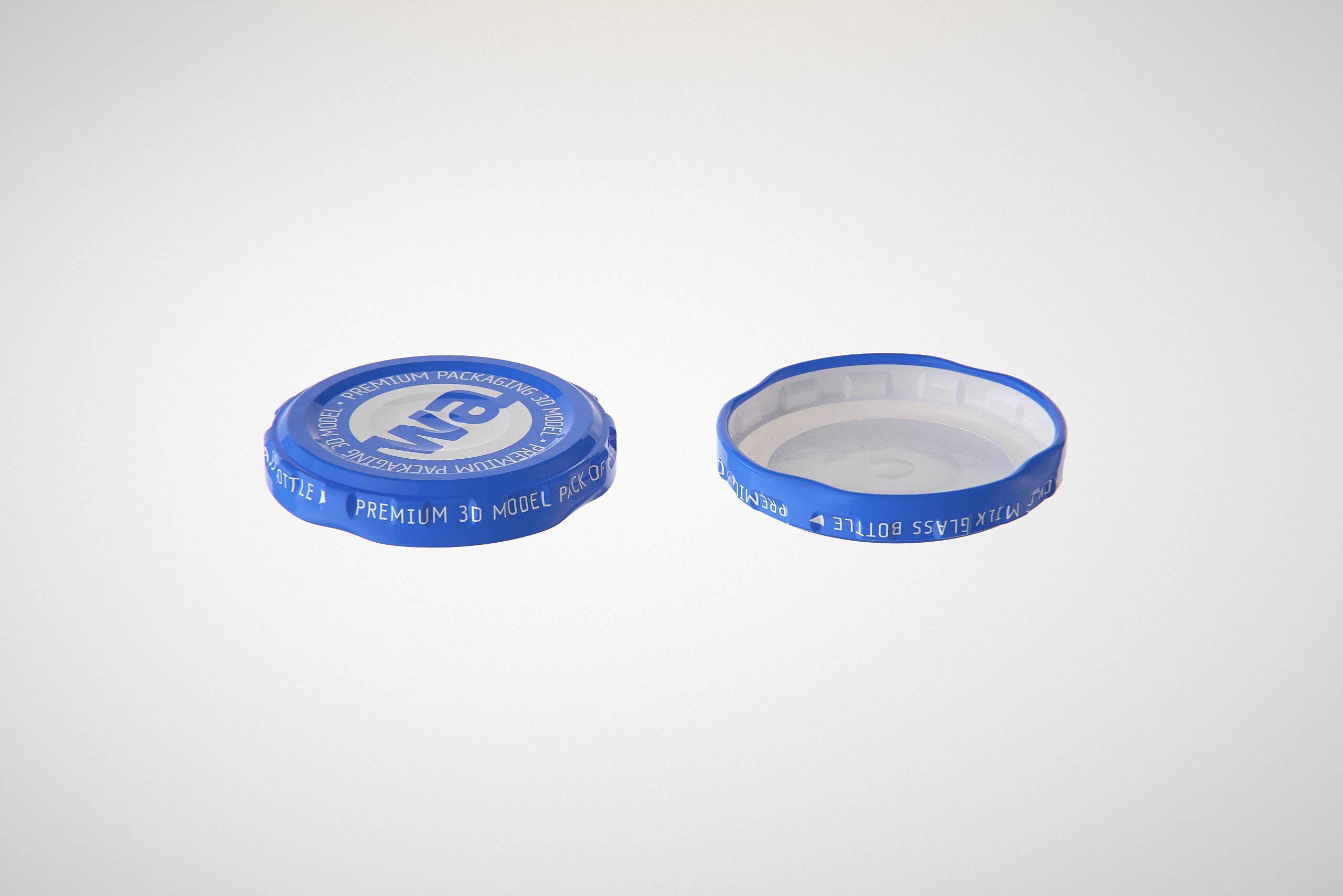 Milk Glass bottle 1000ml packaging 3D model with a screw cap and a glass of milk