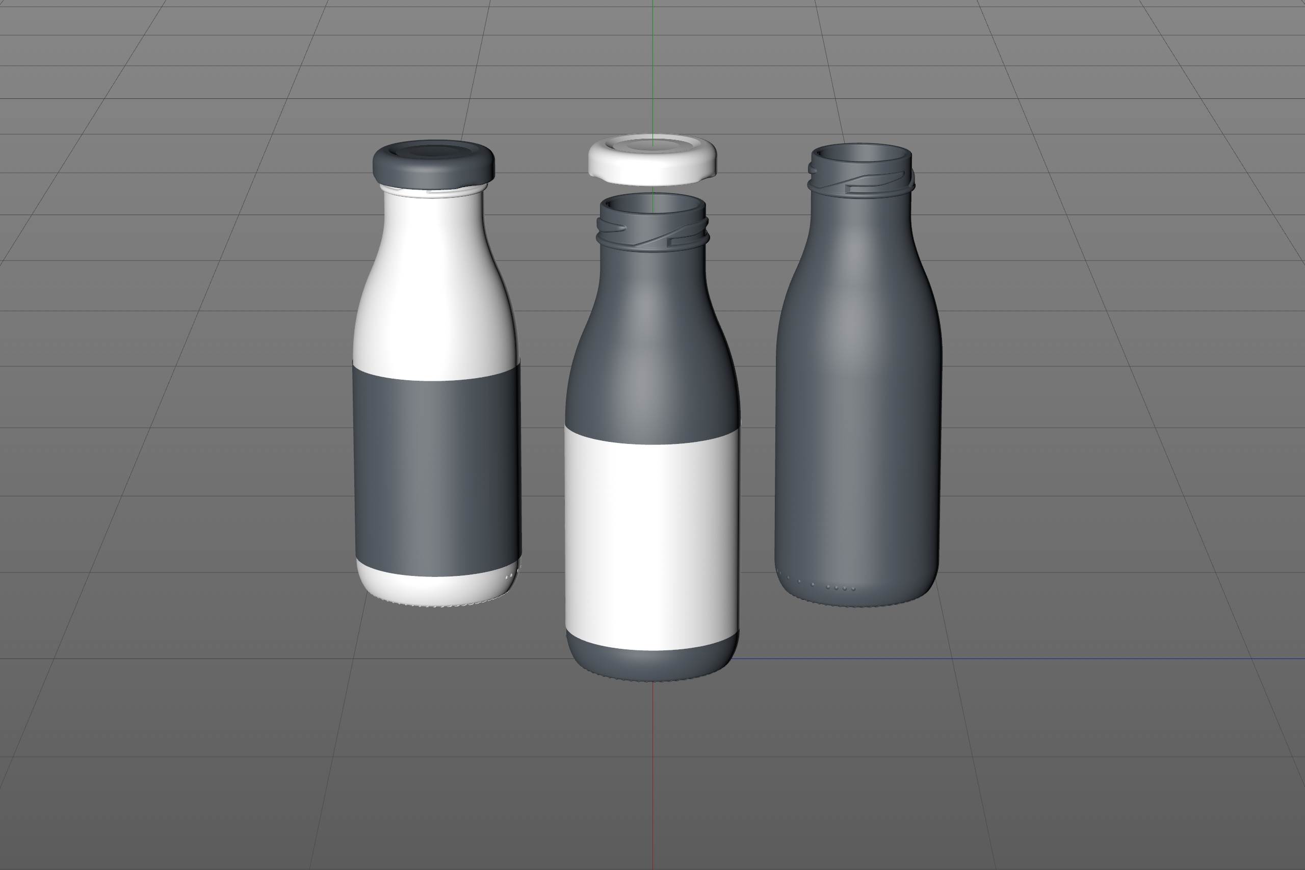 Green Smoothie/Juice Glass Bottle 250ml packaging 3D model pack