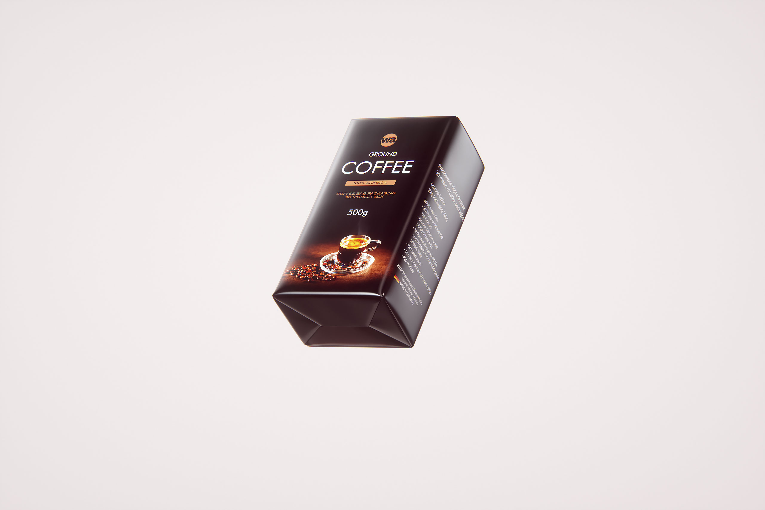 Ground Coffee Packaging 500g 3d model pack