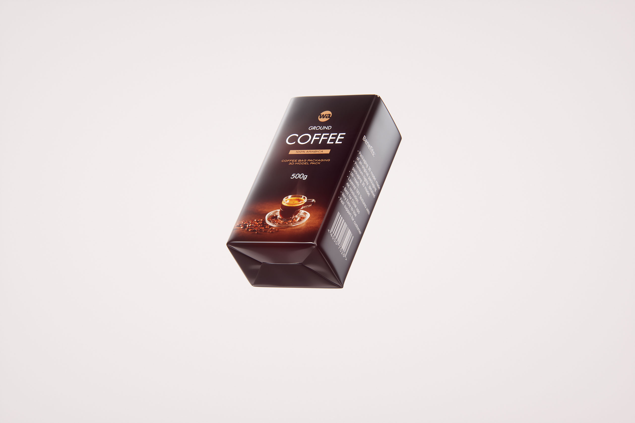 Ground Coffee Packaging 500g 3d model pack