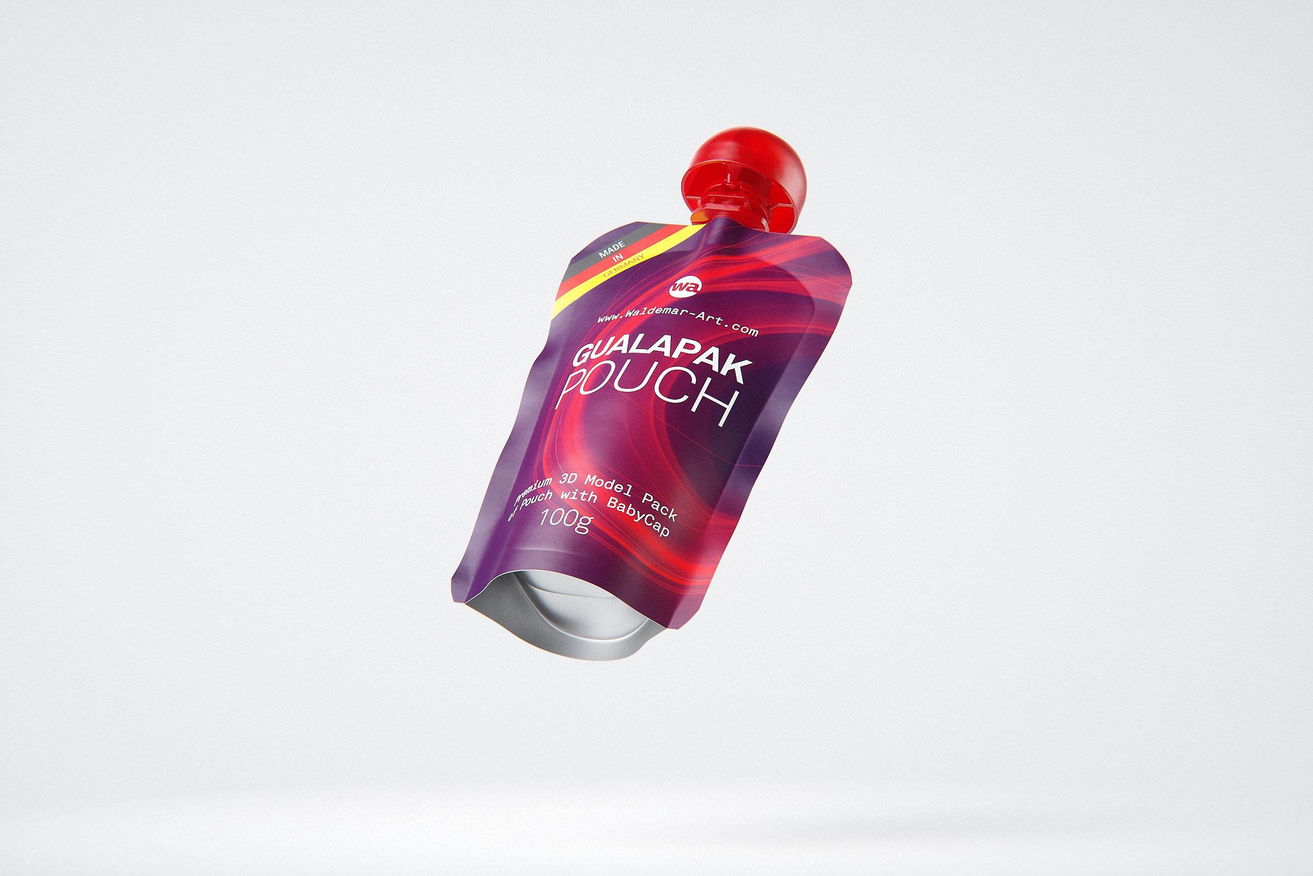 Gualapack Pouch 100g packaging 3d model with babyCap