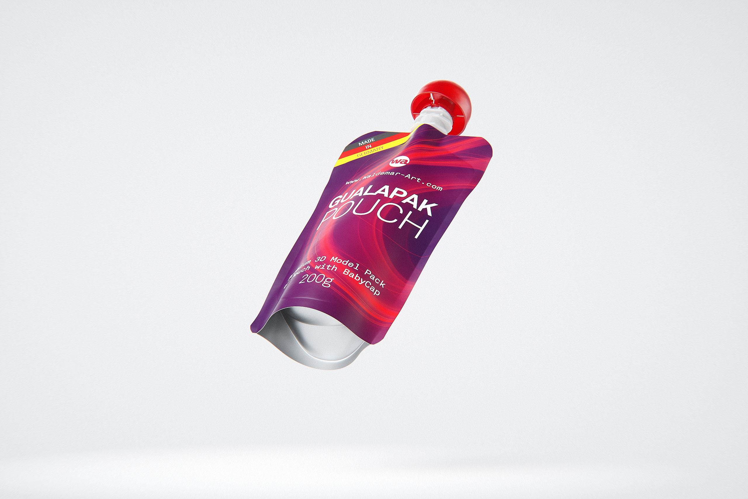 Gualapack Pouch 200g packaging 3d model with babyCap