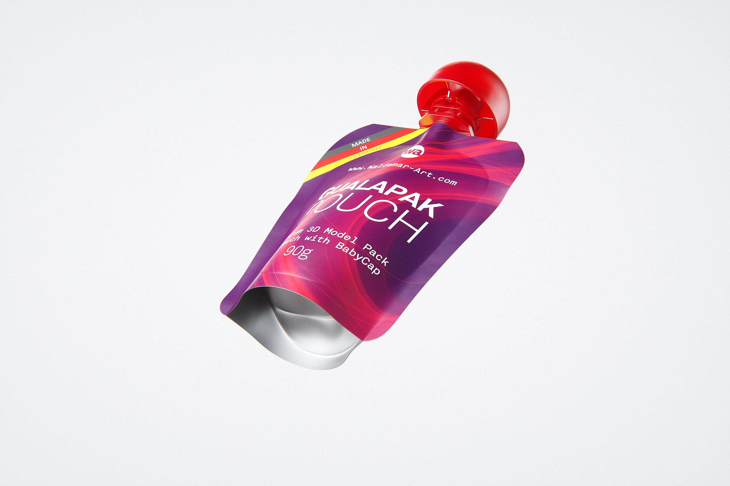 Packaging 3D model of Gualapack Pouch 90g with BabyCap
