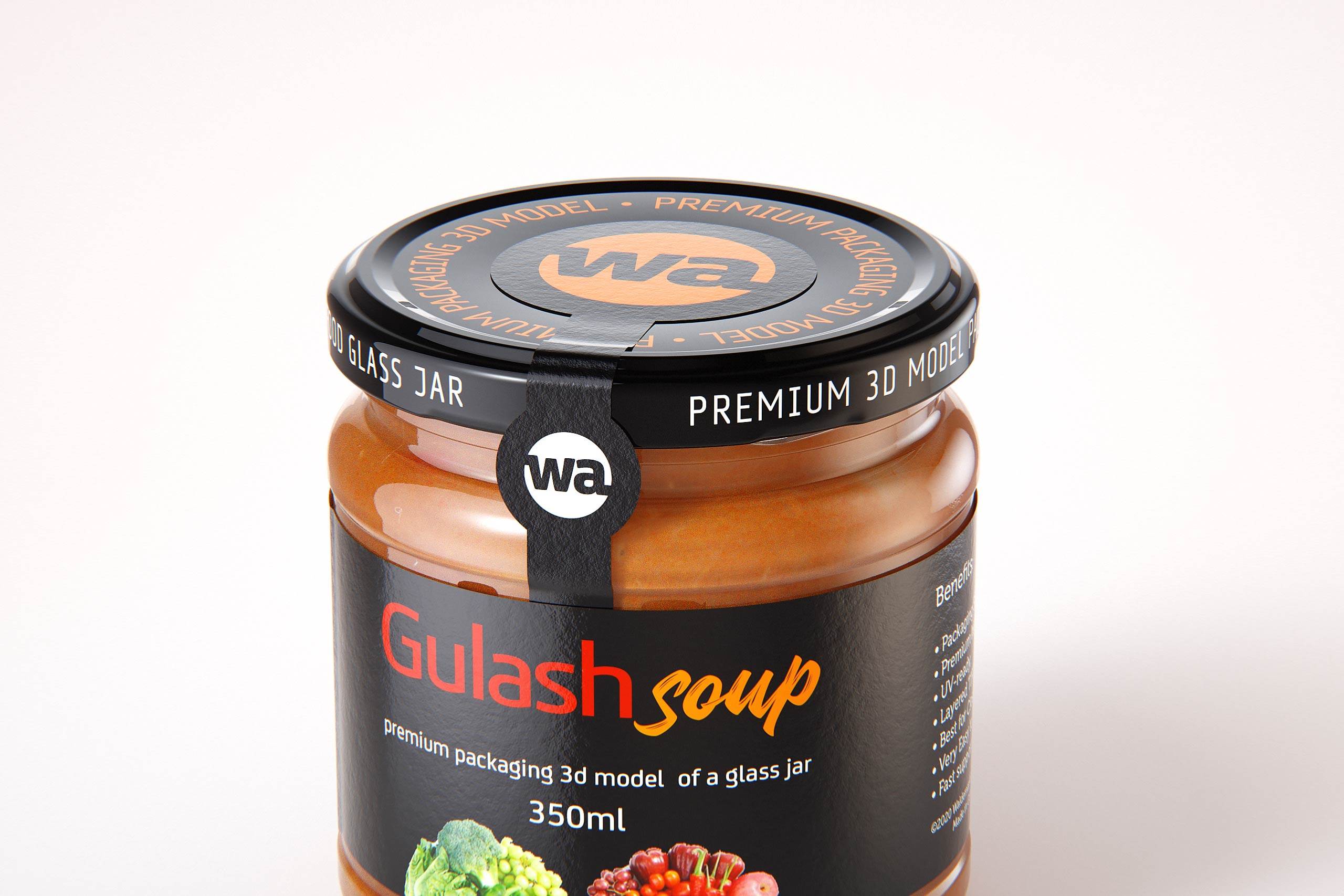 Gulash Soup Glass Jar 350ml packaging 3d model