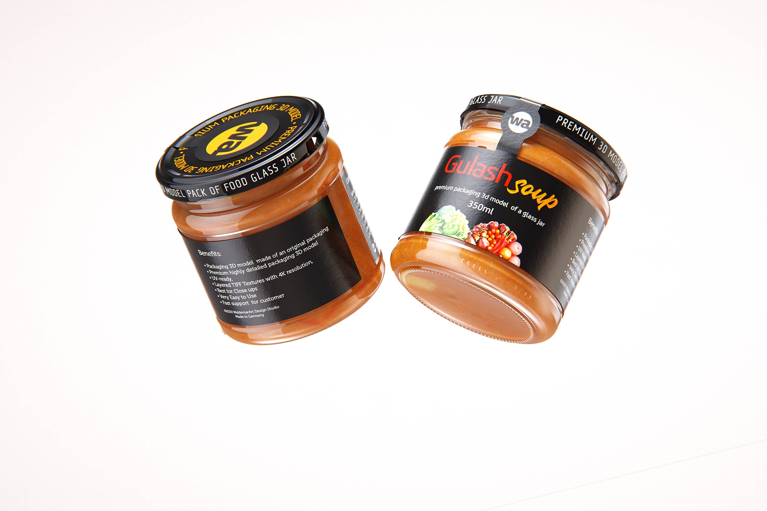 Gulash Soup Glass Jar 350ml packaging 3d model