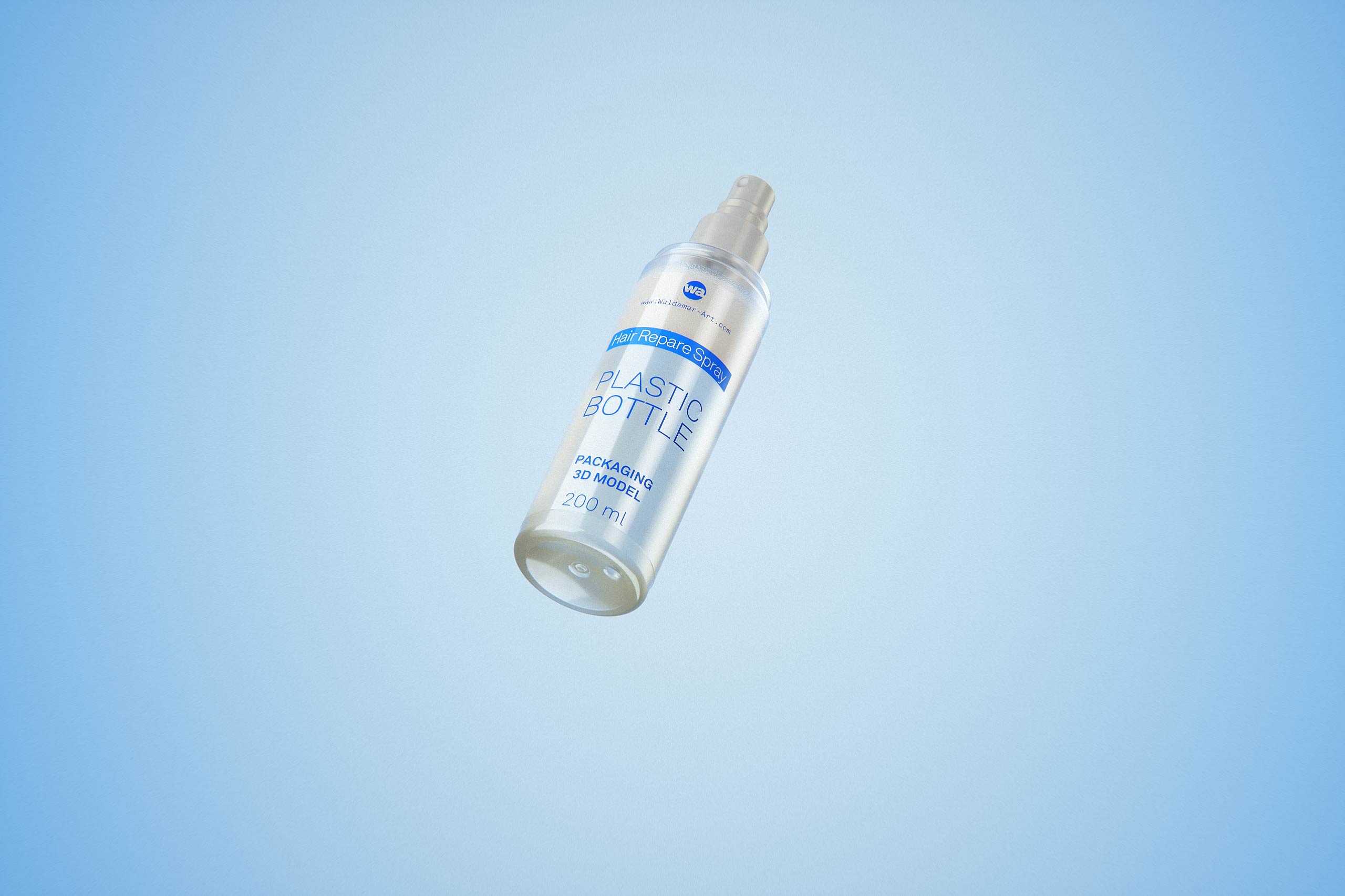 Hair repare spray plastic bottle 200ml packaging 3d model