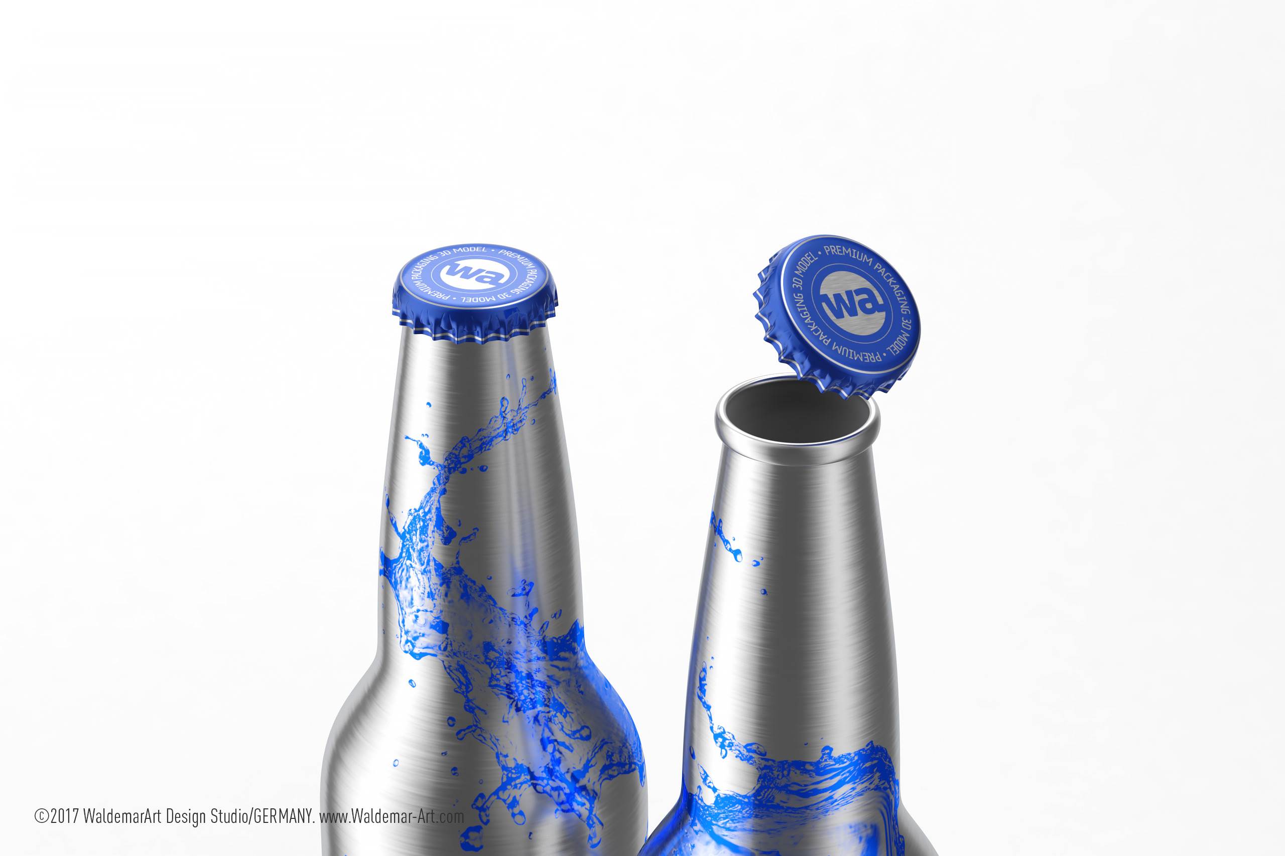 Impact Ball/Rexam metal bottles (long neck) 330 and 473ml packaging 3d model pack