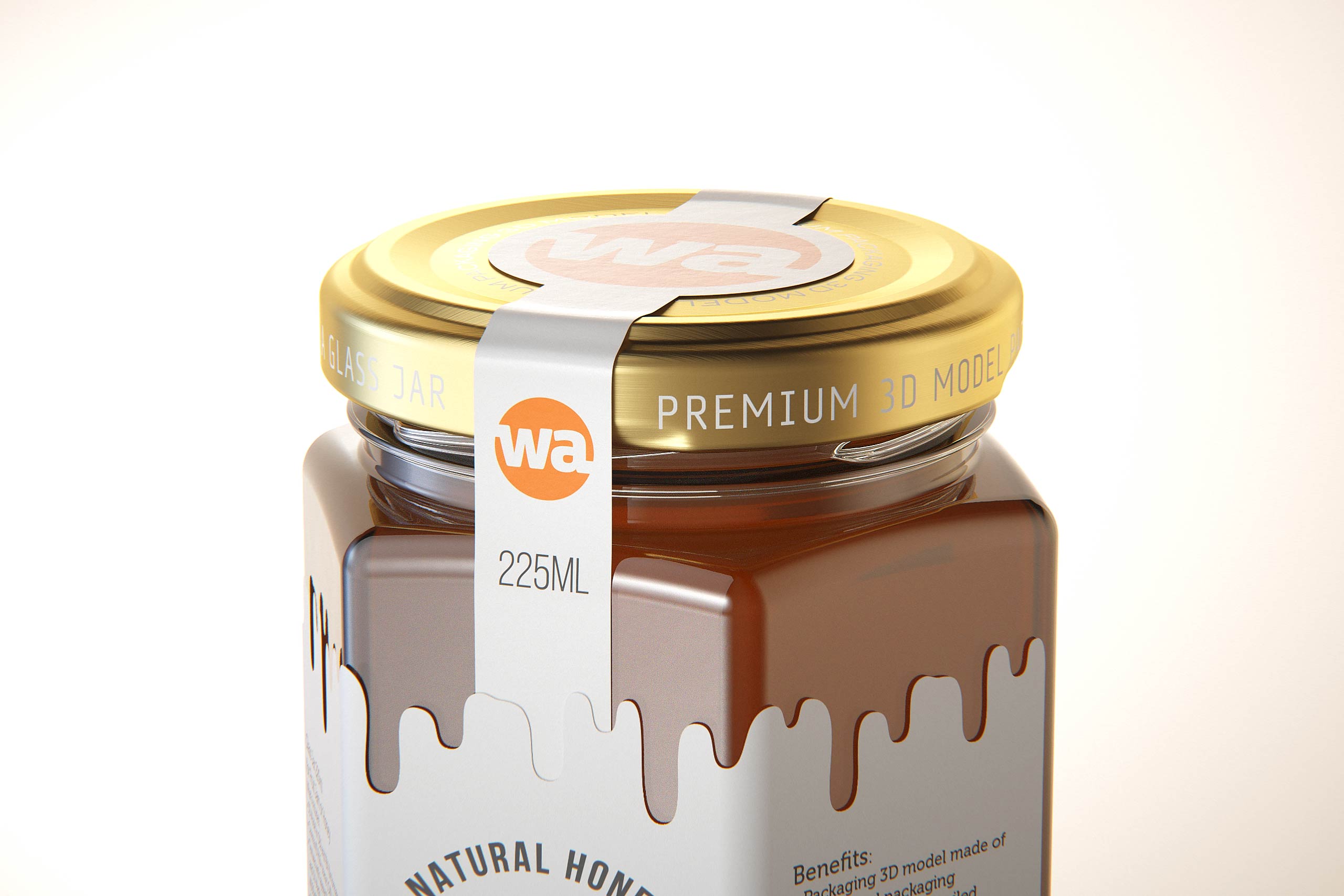 Italian Honey Glass Jar 225ml packaging 3d model