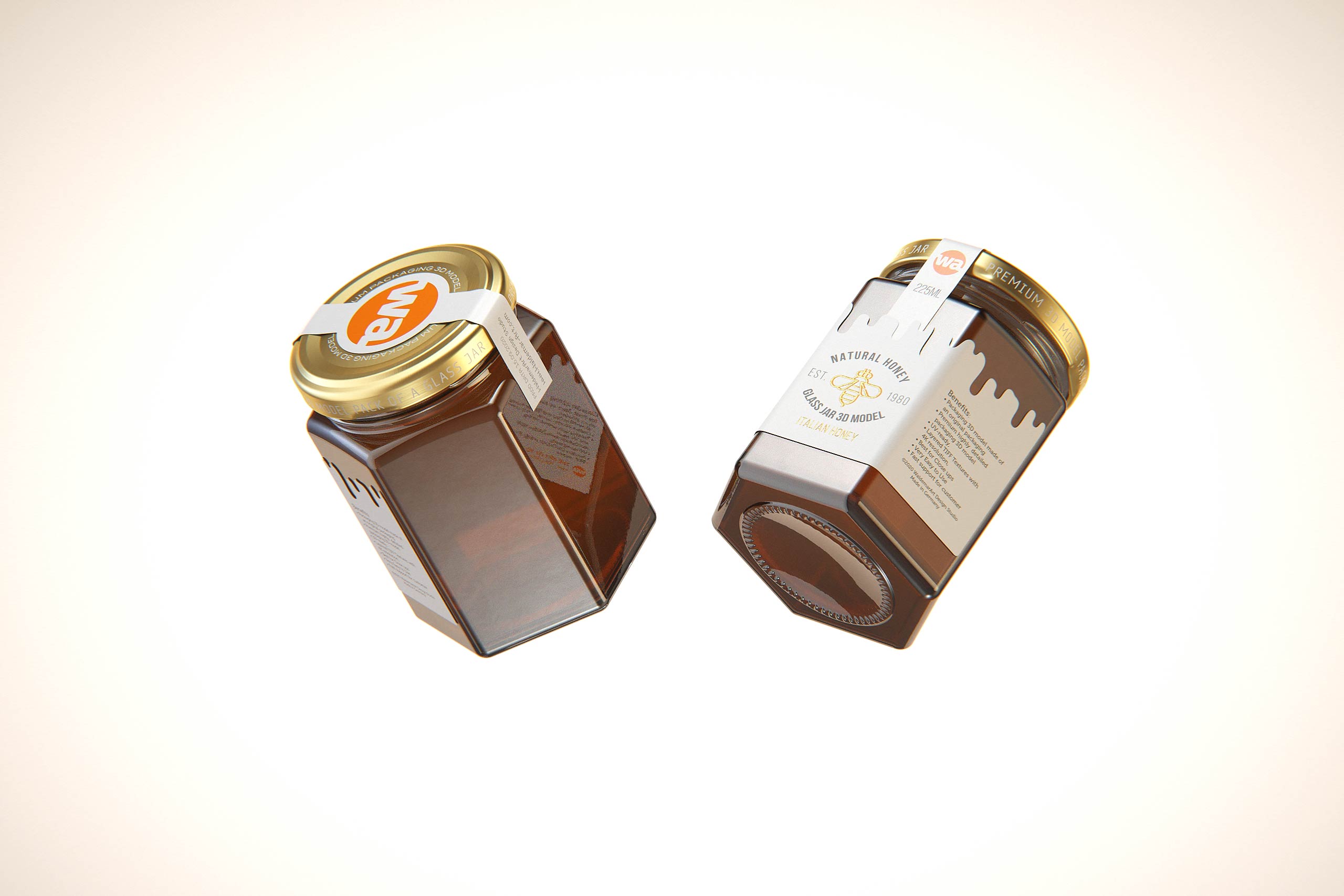 Italian Honey Glass Jar 225ml packaging 3d model