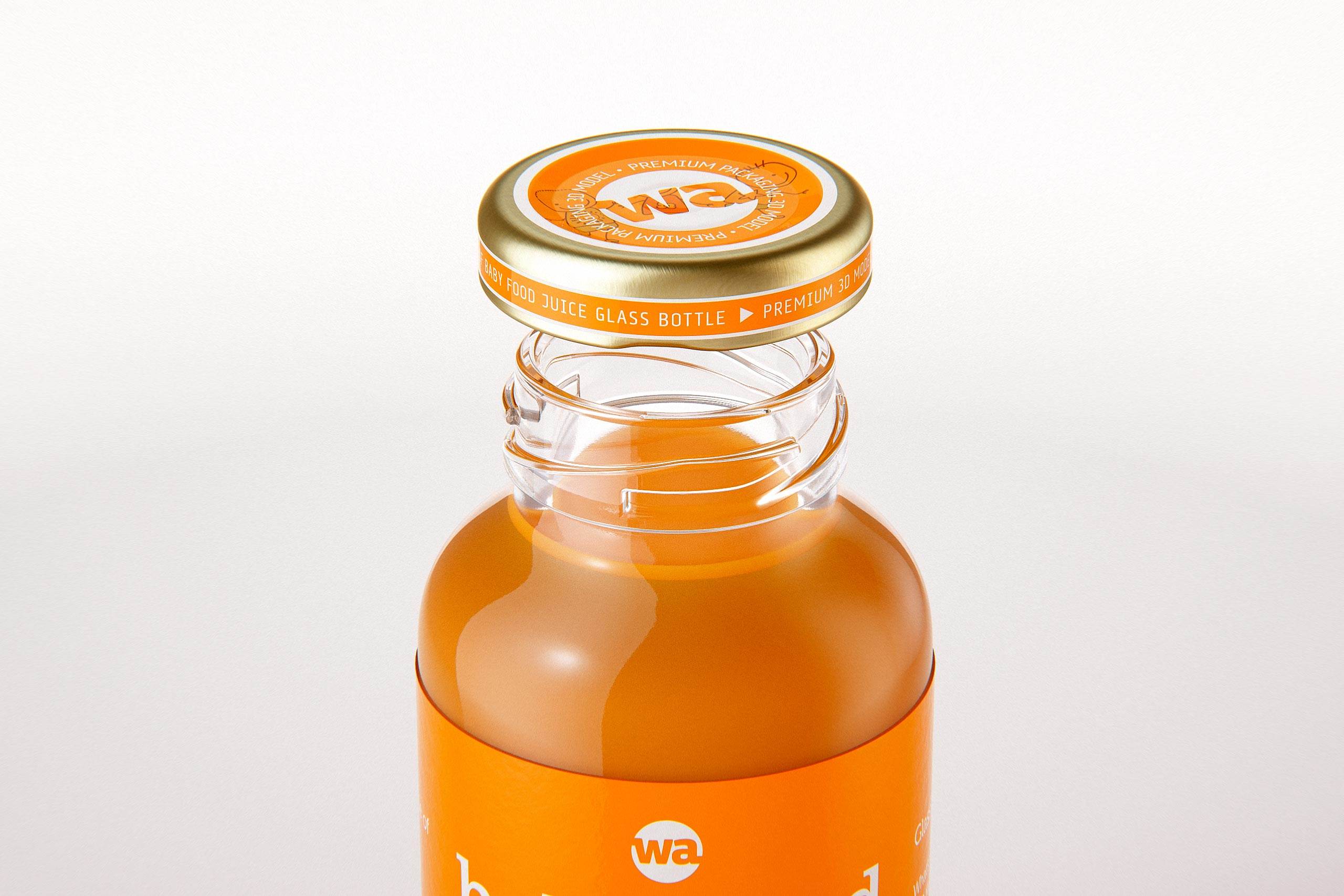 Packaging 3D model of Baby Food Juice Glass Bottle 200ml
