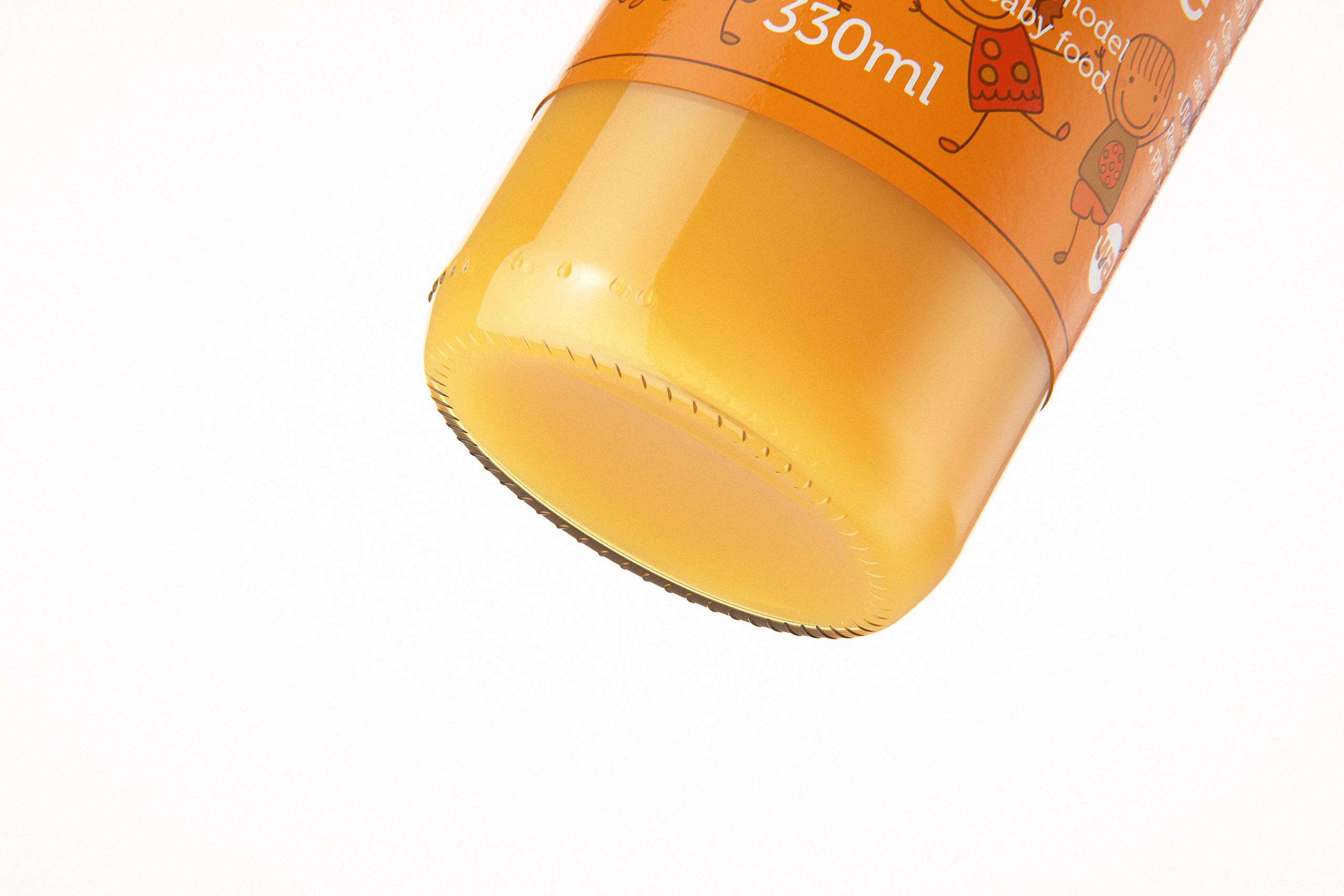 Packaging 3D model of Baby Food Juice Glass Bottle 330ml