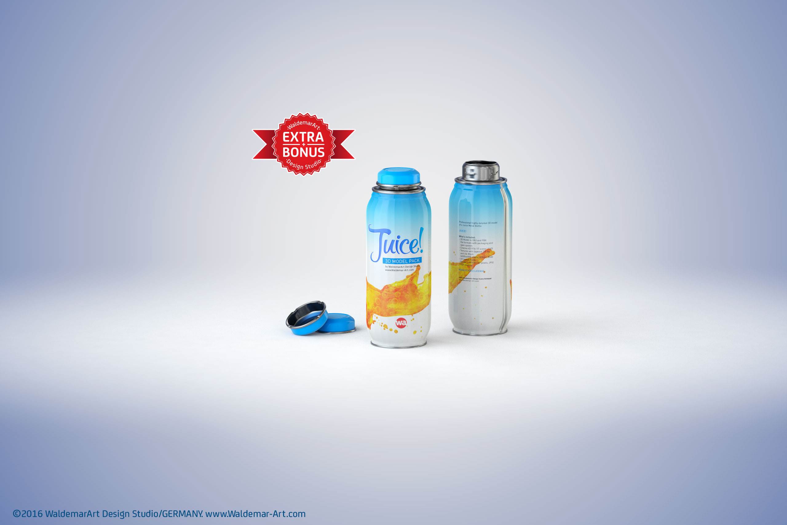 JUICY - packaging 3D model of the metal bottle for juices