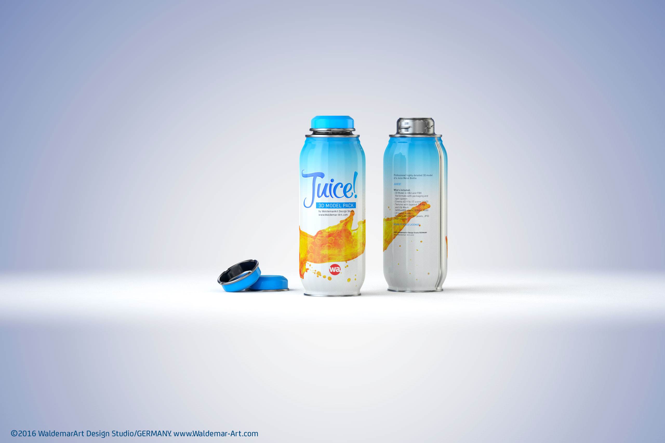 JUICY - packaging 3D model of the metal bottle for juices