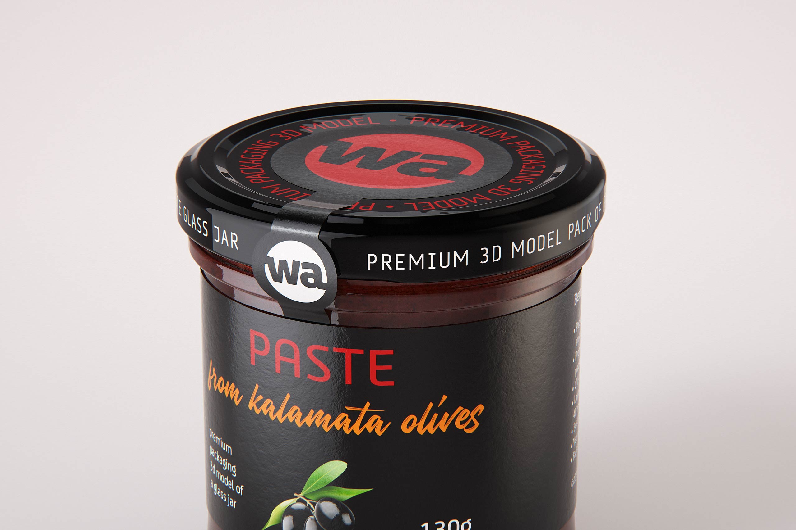Kalamata Olive Spread (Paste) 130g glass jar packaging 3d model