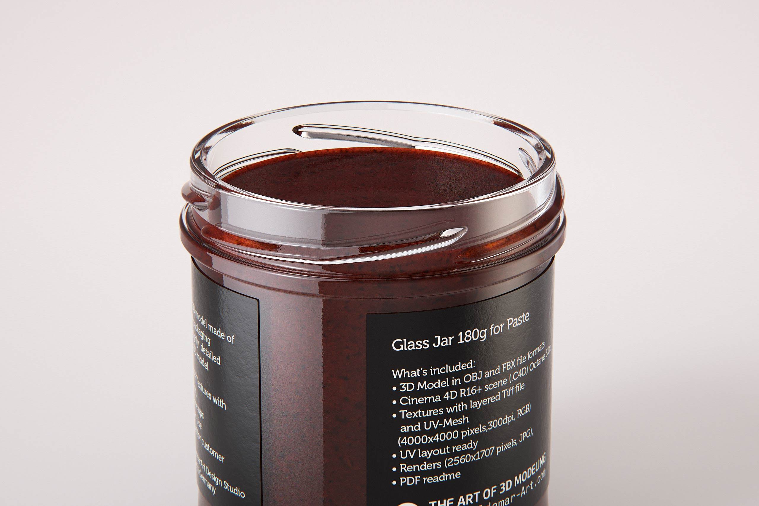 Kalamata Olive Spread (Paste) 130g glass jar packaging 3d model