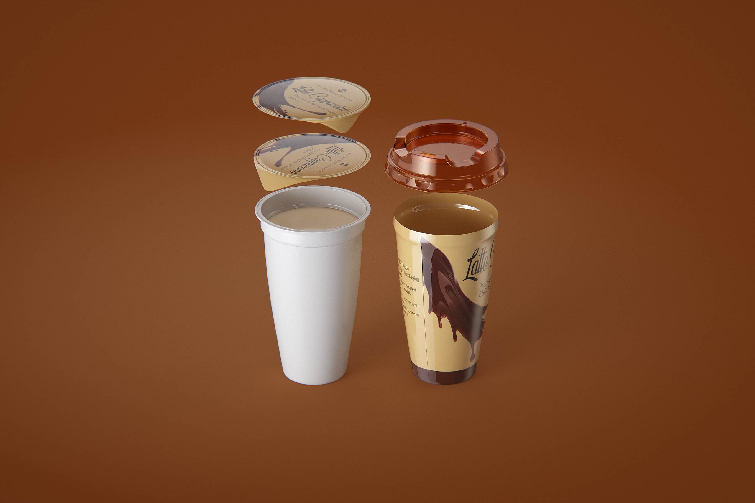 Latte Cappuccino Coffee Cup 250ml packaging 3D model