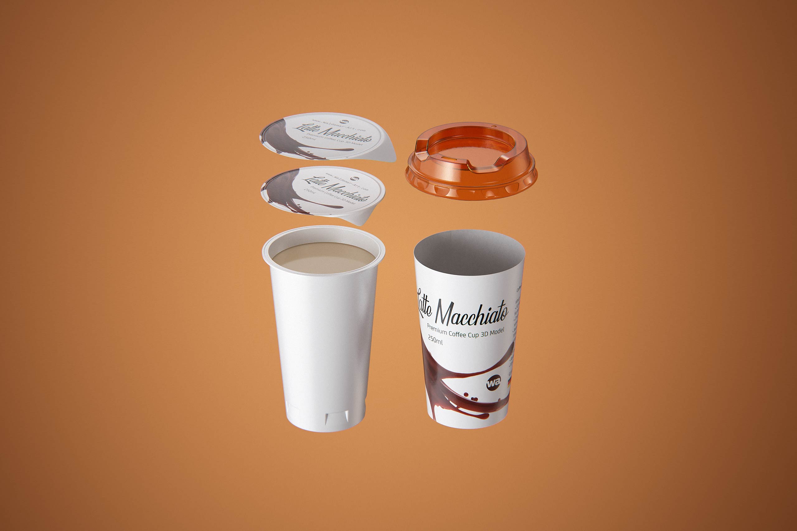Latte Macchiato Coffee Cup 250ml packaging 3D model