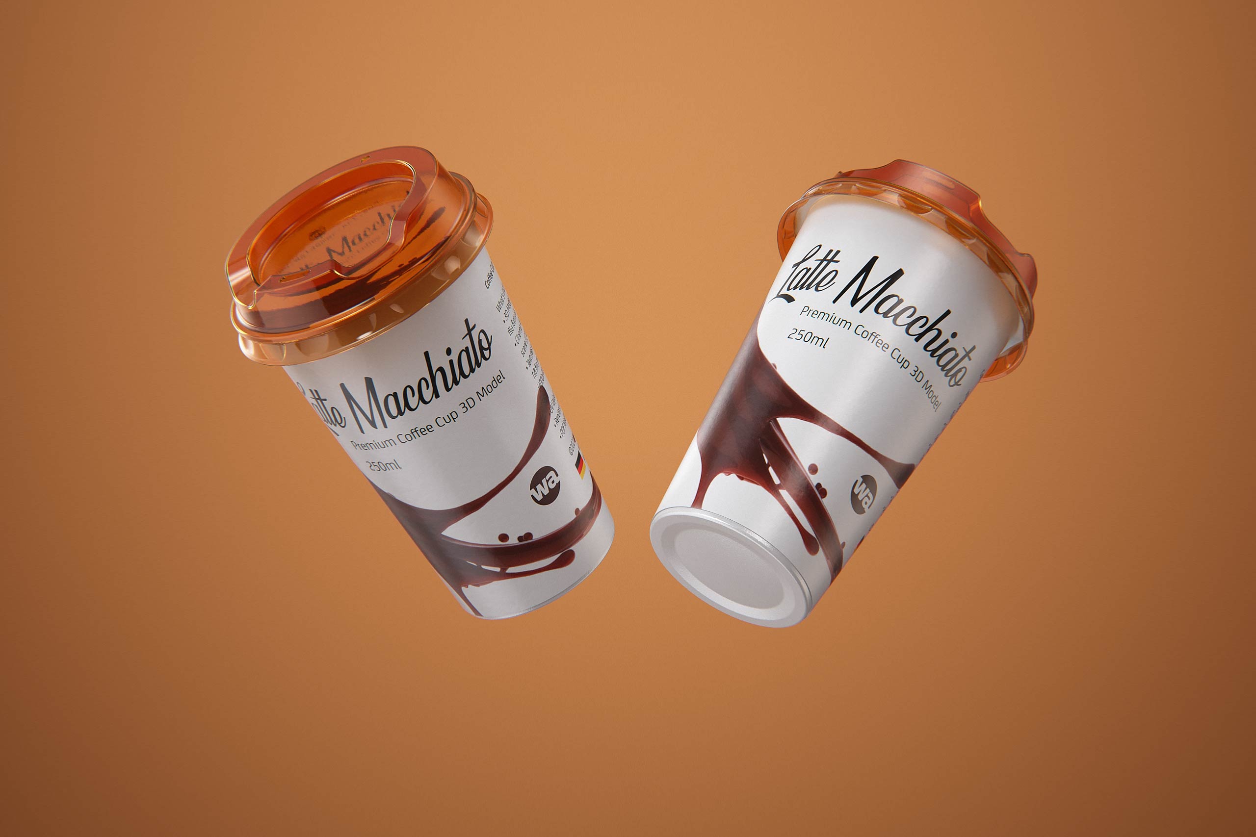 Latte Macchiato Coffee Cup 250ml packaging 3D model