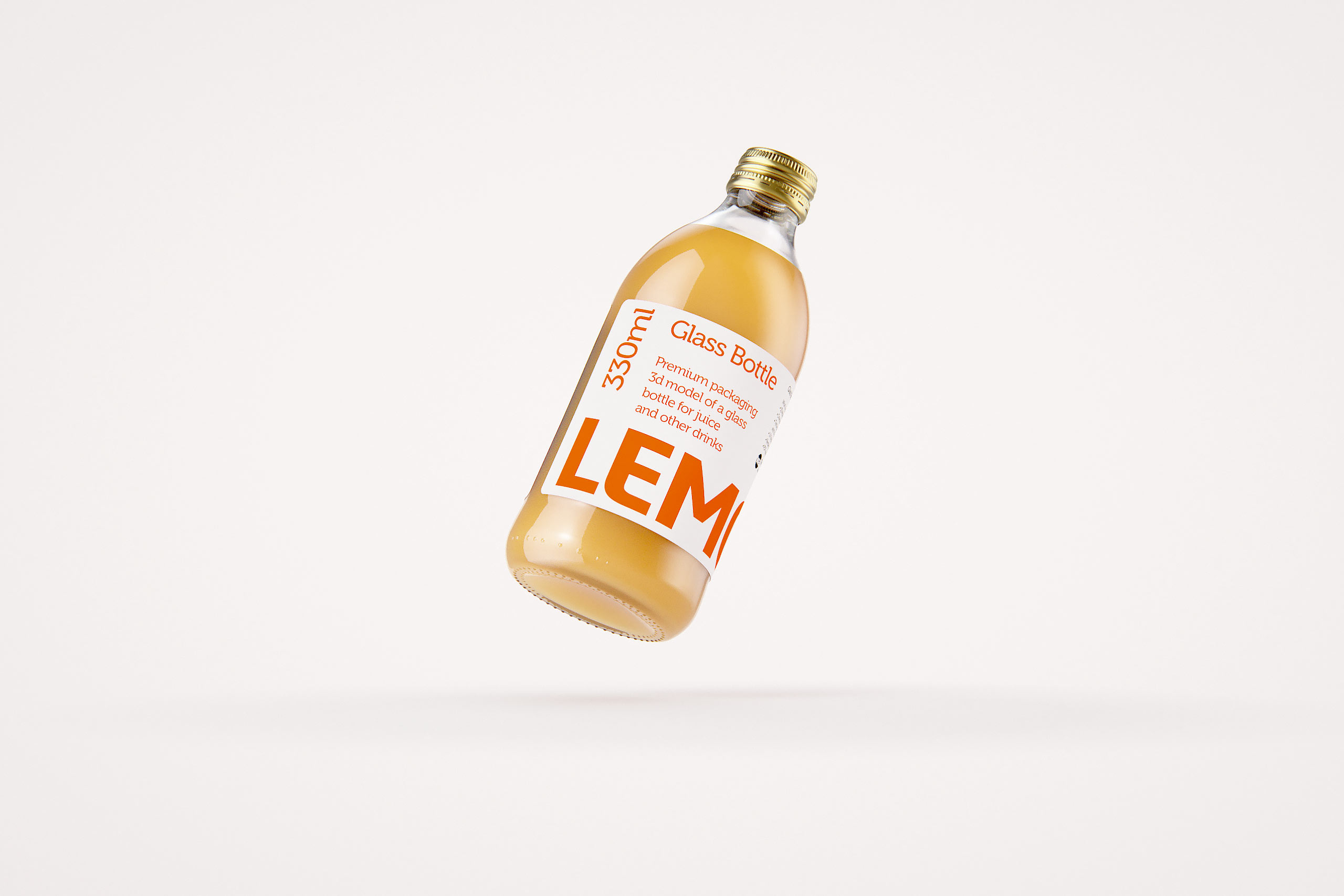 Lemonade Glass bottle 330ml premium packaging 3d model pack