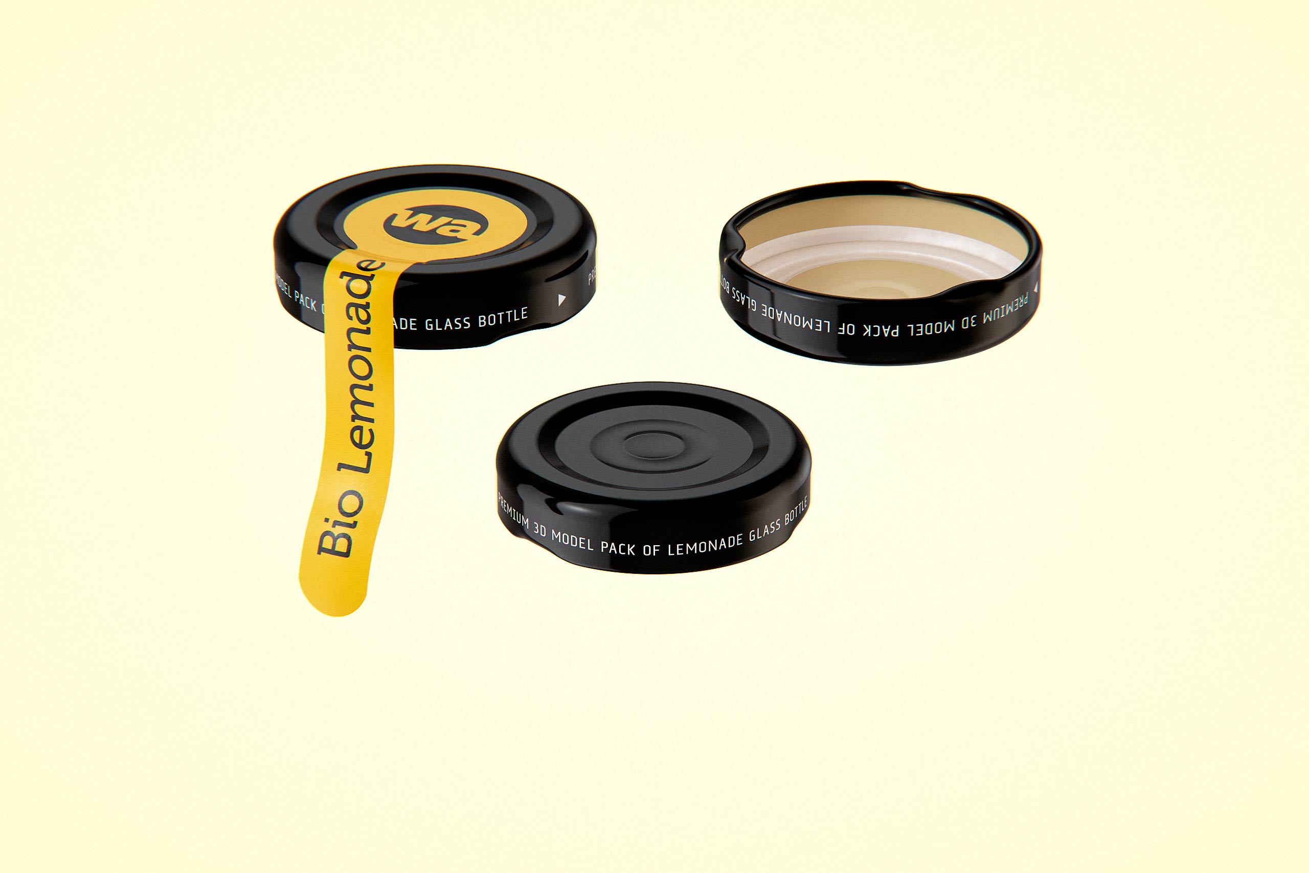 Packaging 3D model of Bio Lemonade Glass Bottle 330ml