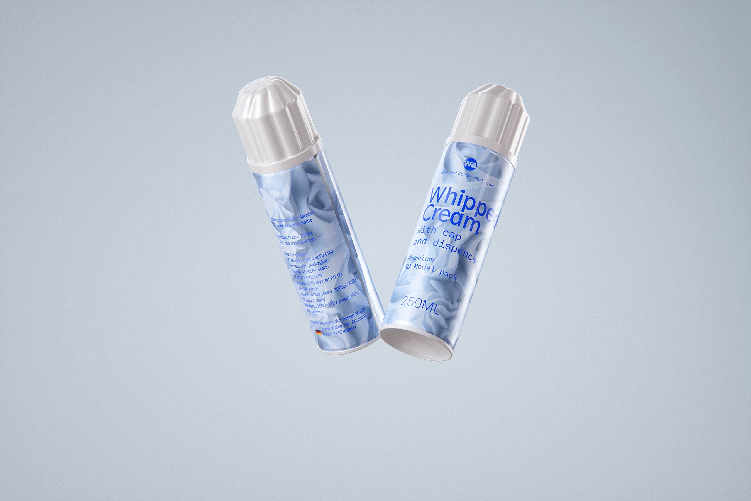 Light Whipped Cream Metal Bottle 250ml Packaging 3D model pak