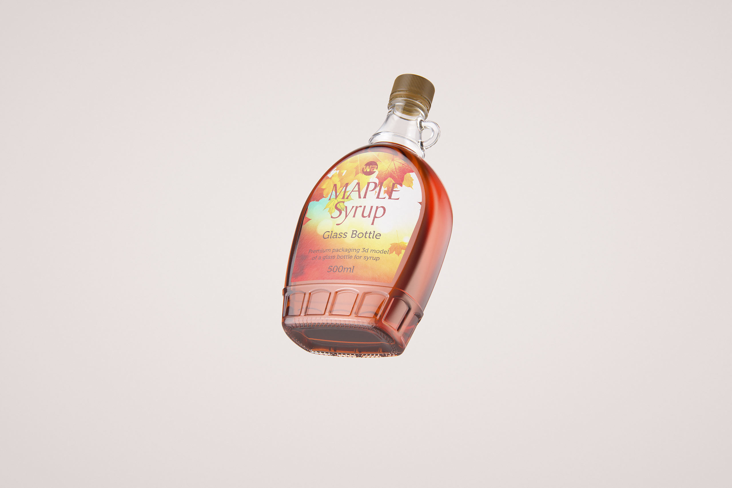 Maple Syrup Patterned Glass bottle 500ml 3D model pack