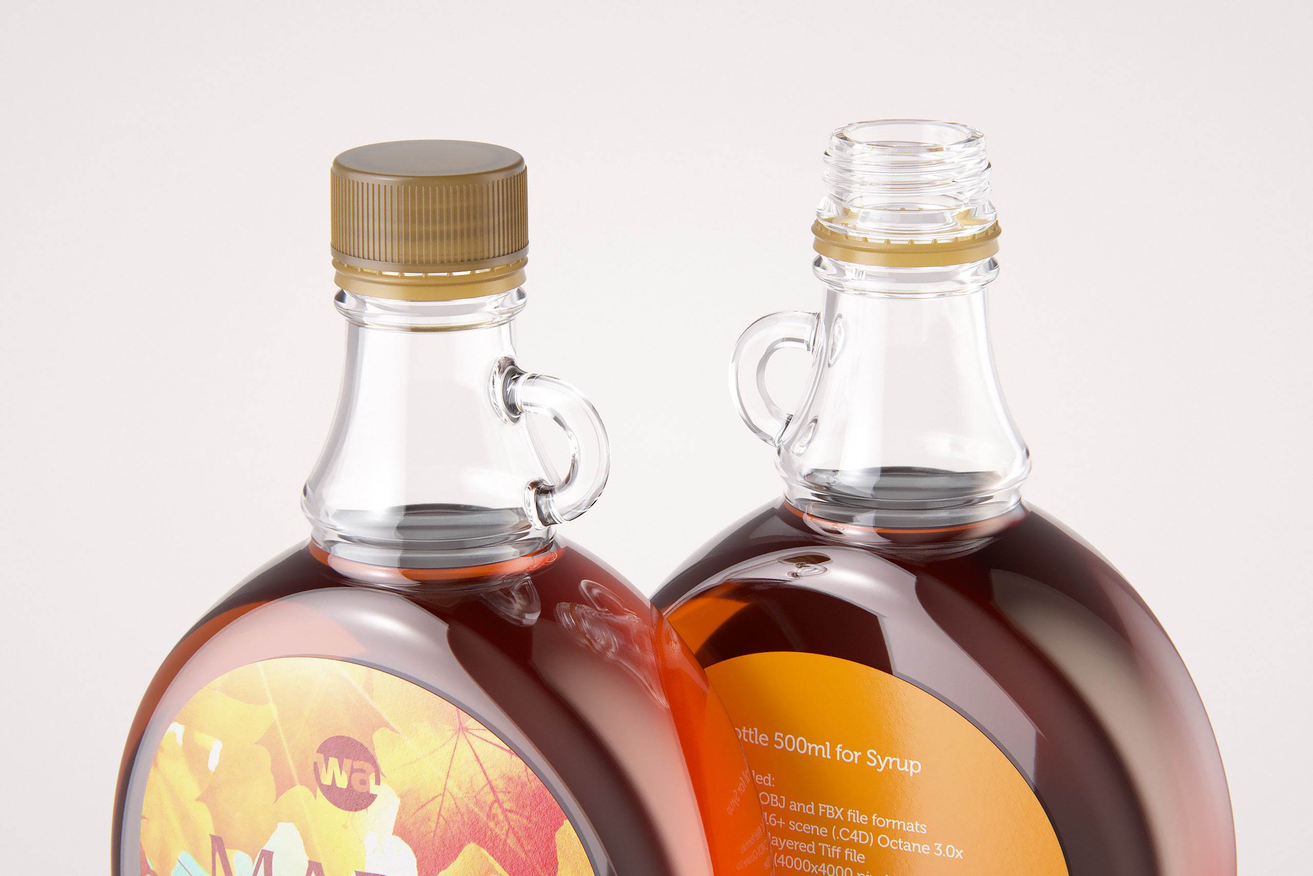 Maple Syrup Clear Glass bottle 500ml 3D model pack