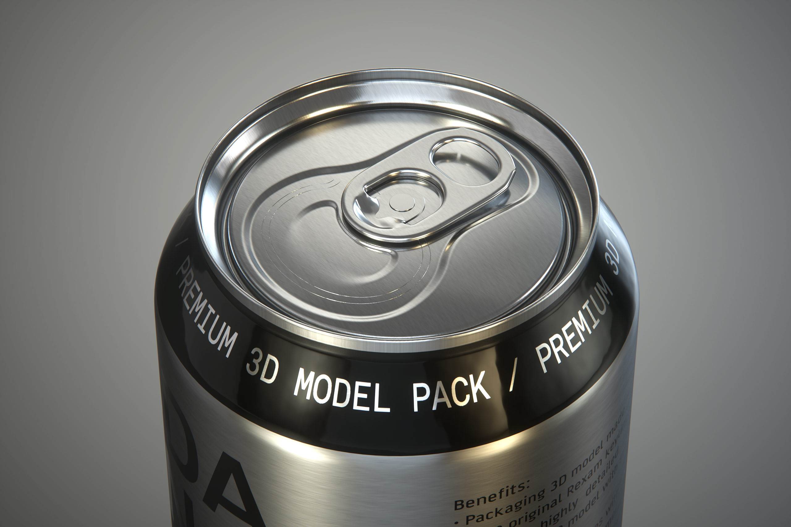 Rexam/Ball Metal Soda Can 350/355ml Premium packaging 3d model with PakTech handle