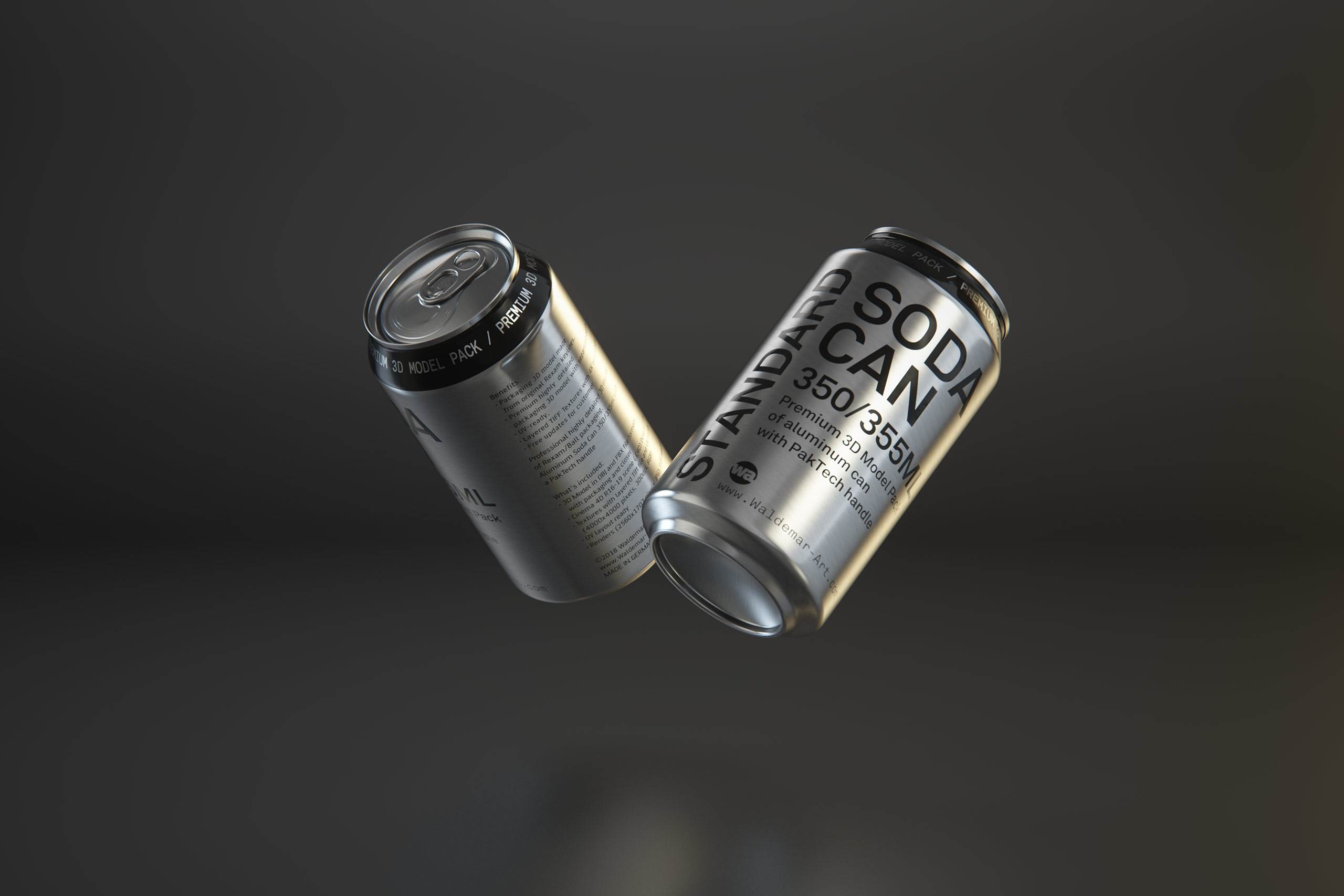 Rexam/Ball Metal Soda Can 350/355ml Premium packaging 3d model with PakTech handle