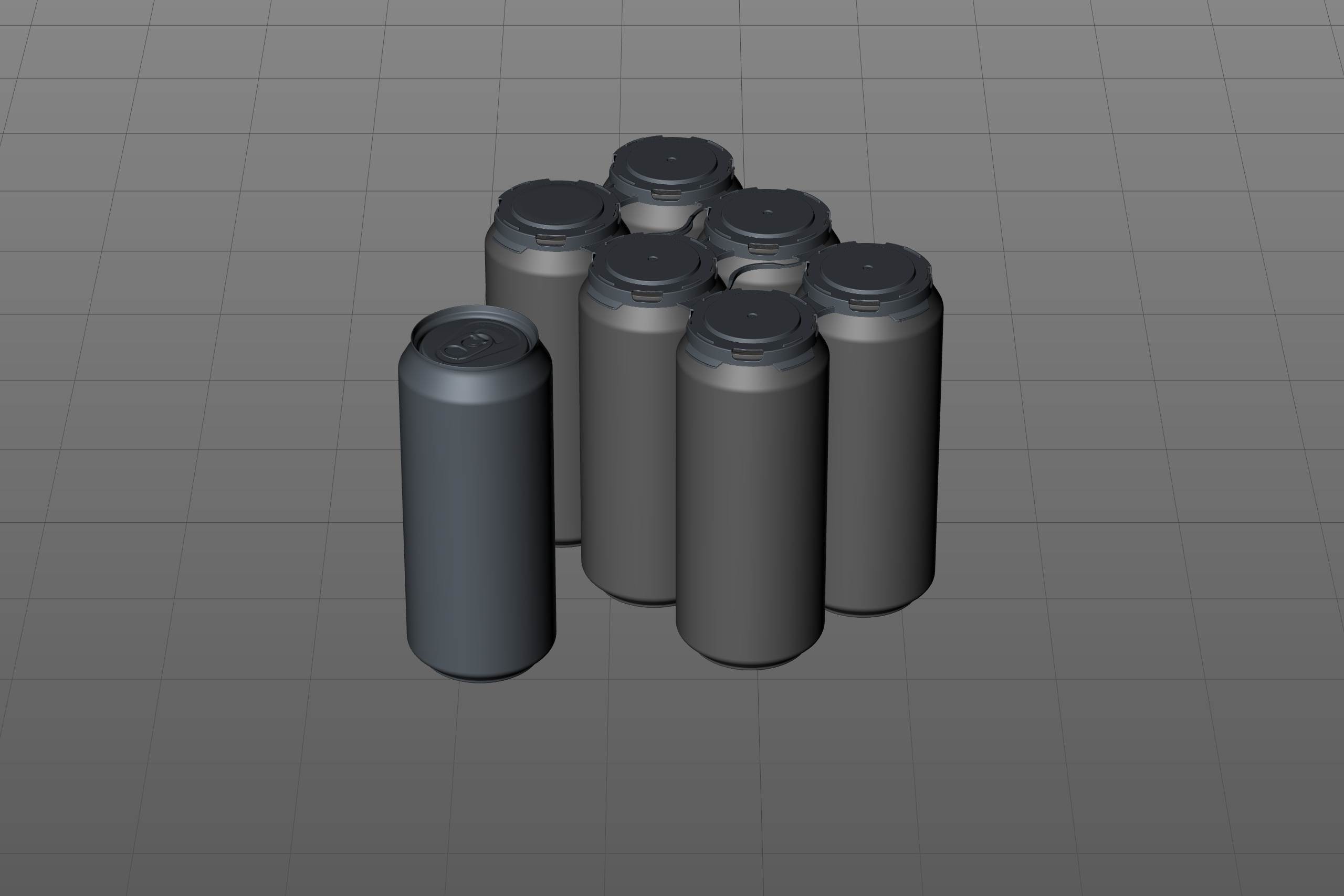 Rexam/Ball Standard Metal Beer Can 473ml Premium packaging 3d model with 6 PakTech handle and label