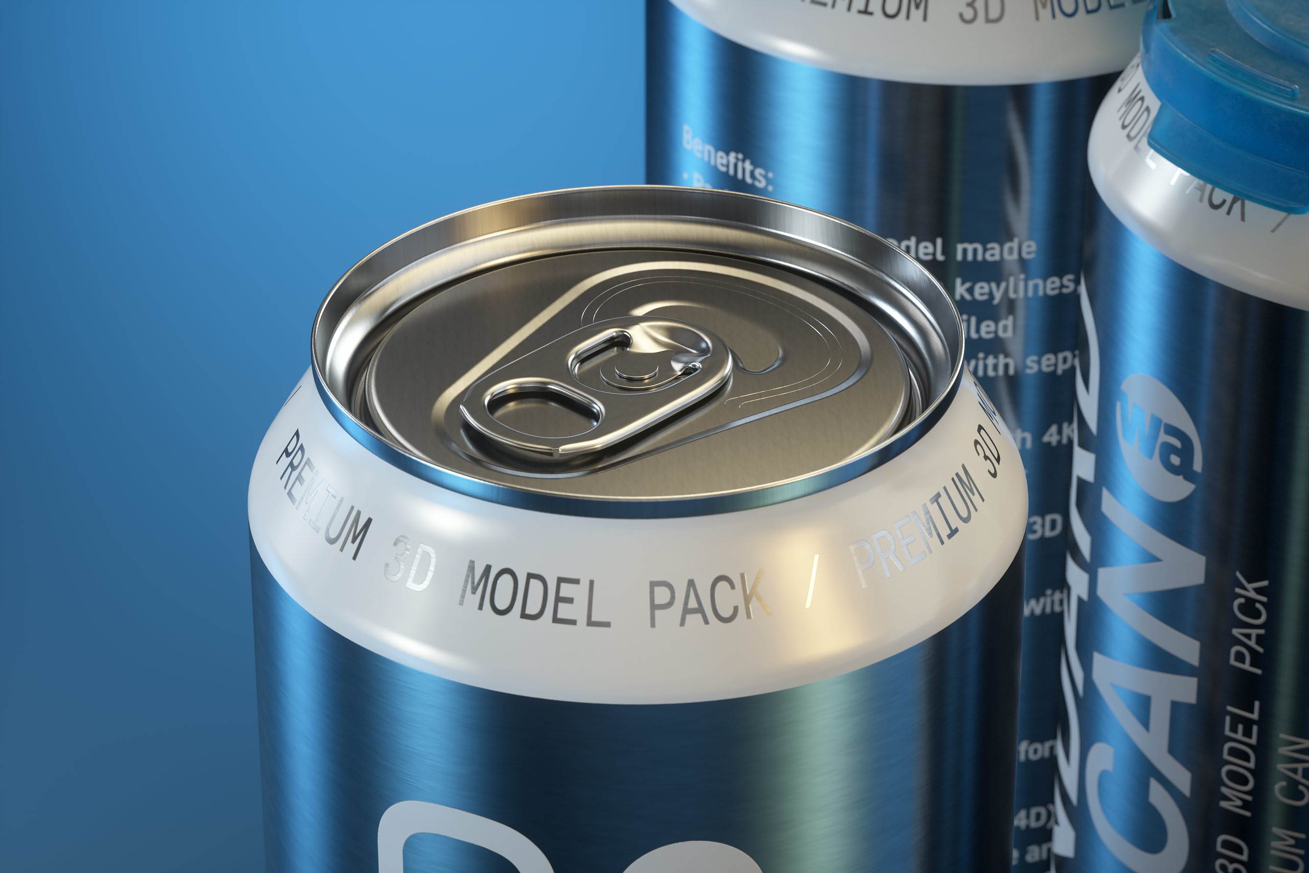 Rexam/Ball Standard Metal Beer Can 473ml Premium packaging 3d model with 6 PakTech handle and label