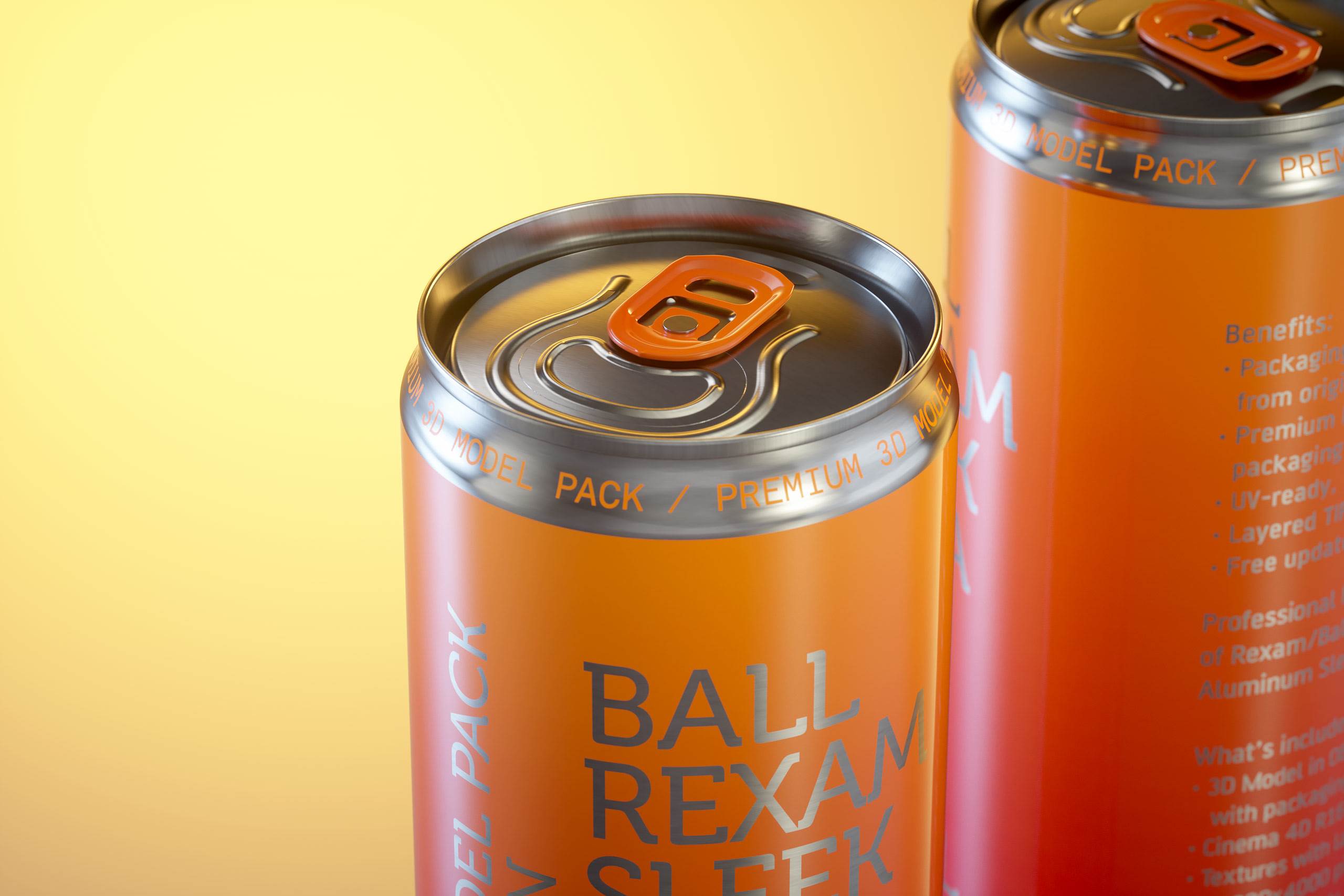 Ball/Rexam Soda Metal Sleek Can 330ml Premium 3D model pack