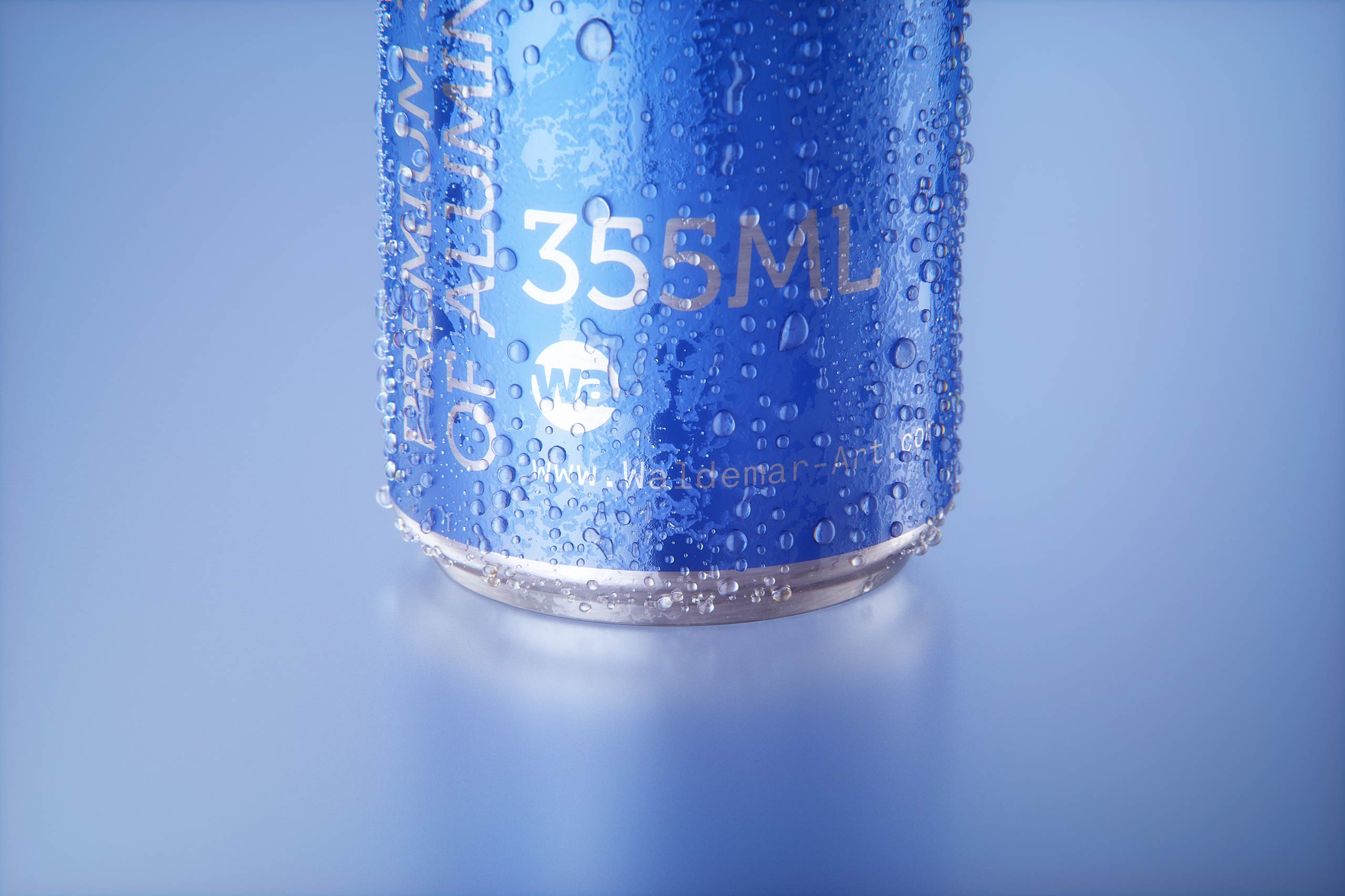 BALL (REXAM) Aluminum Sleek Soda Can 350/355ml Premium 3D packaging model pack with a water condensation and frost